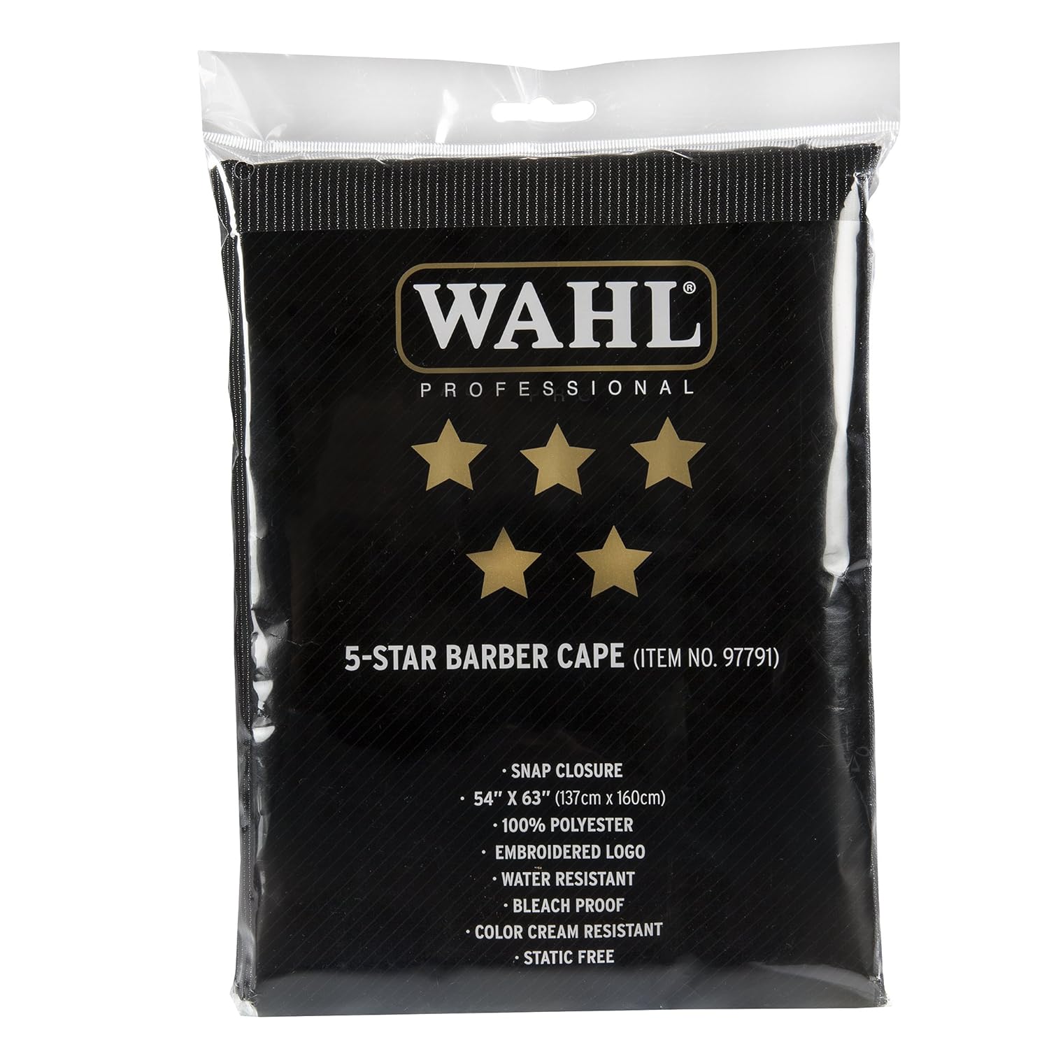 Wahl Professional Cortadora de pelo súper cónica, peine negro con parte superior plana y paquete de capa de peluquería serie 5 estrellas