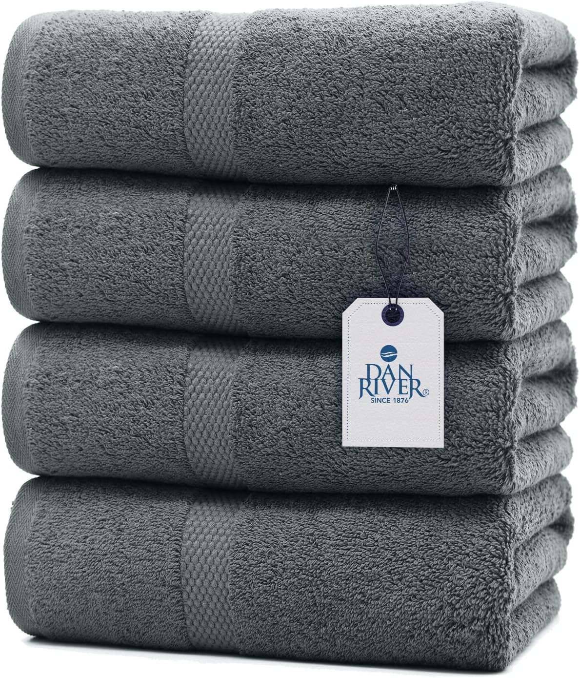 DAN RIVER Juego de 4 toallas de baño de algodón 100% lujoso, calidad premium, máxima comodidad y absorción para baño, hogar y spa (27 x 54