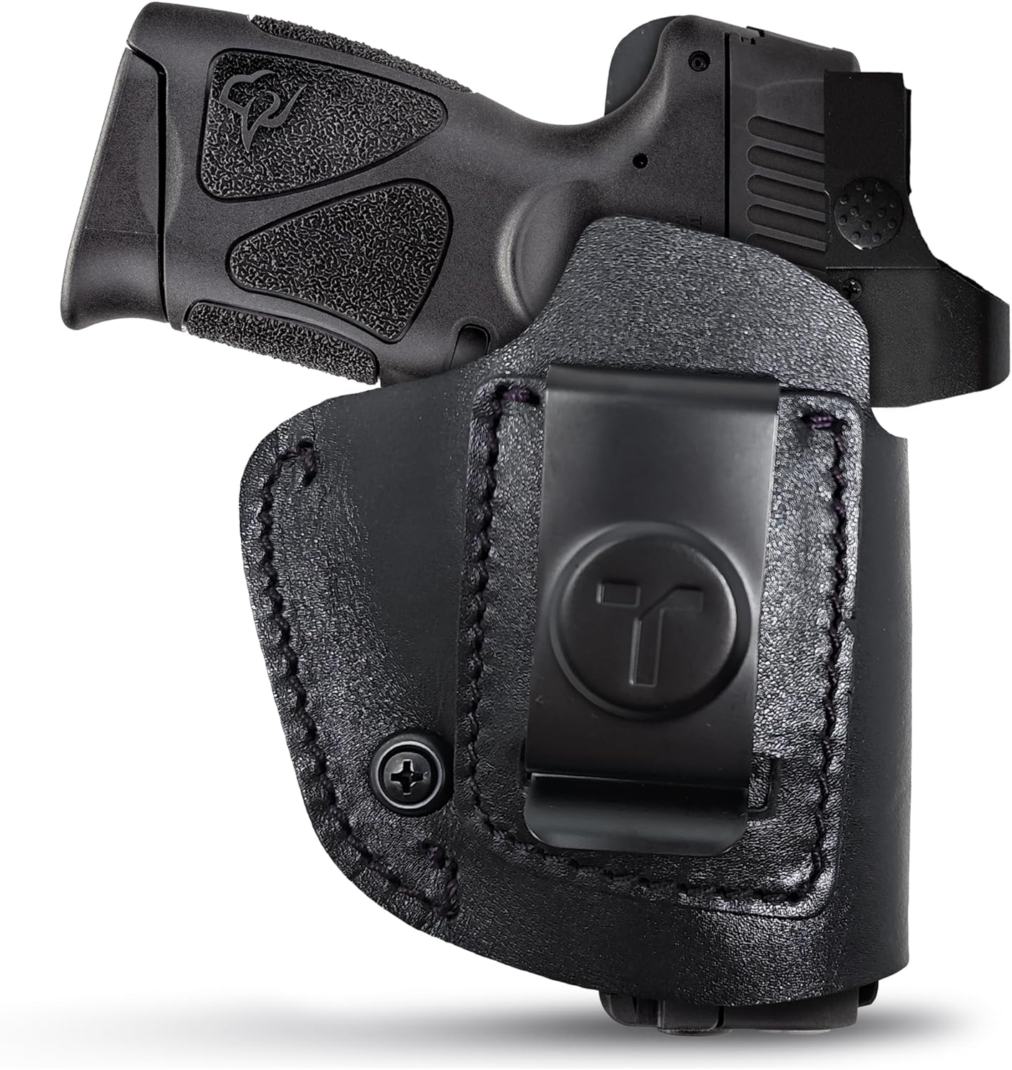 IWB – Fundas de cuero de gamuza para pistolas ópticas listas para mano derecha. Se adapta a la mayoría de pistolas subcompactas de doble pila, funda
