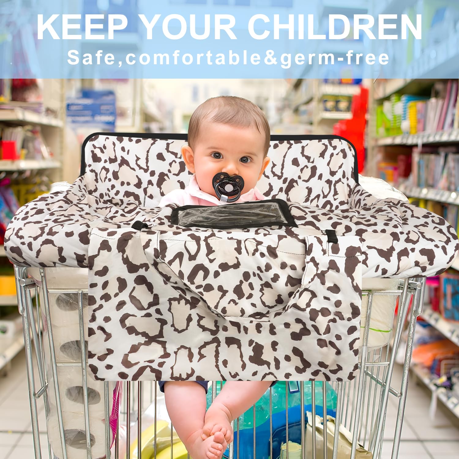 Funda para carrito de compras para bebé 2 en 1 Funda para silla alta con arnés de seguridad Multifuncional Patrón gris Fundas de carro para bebés