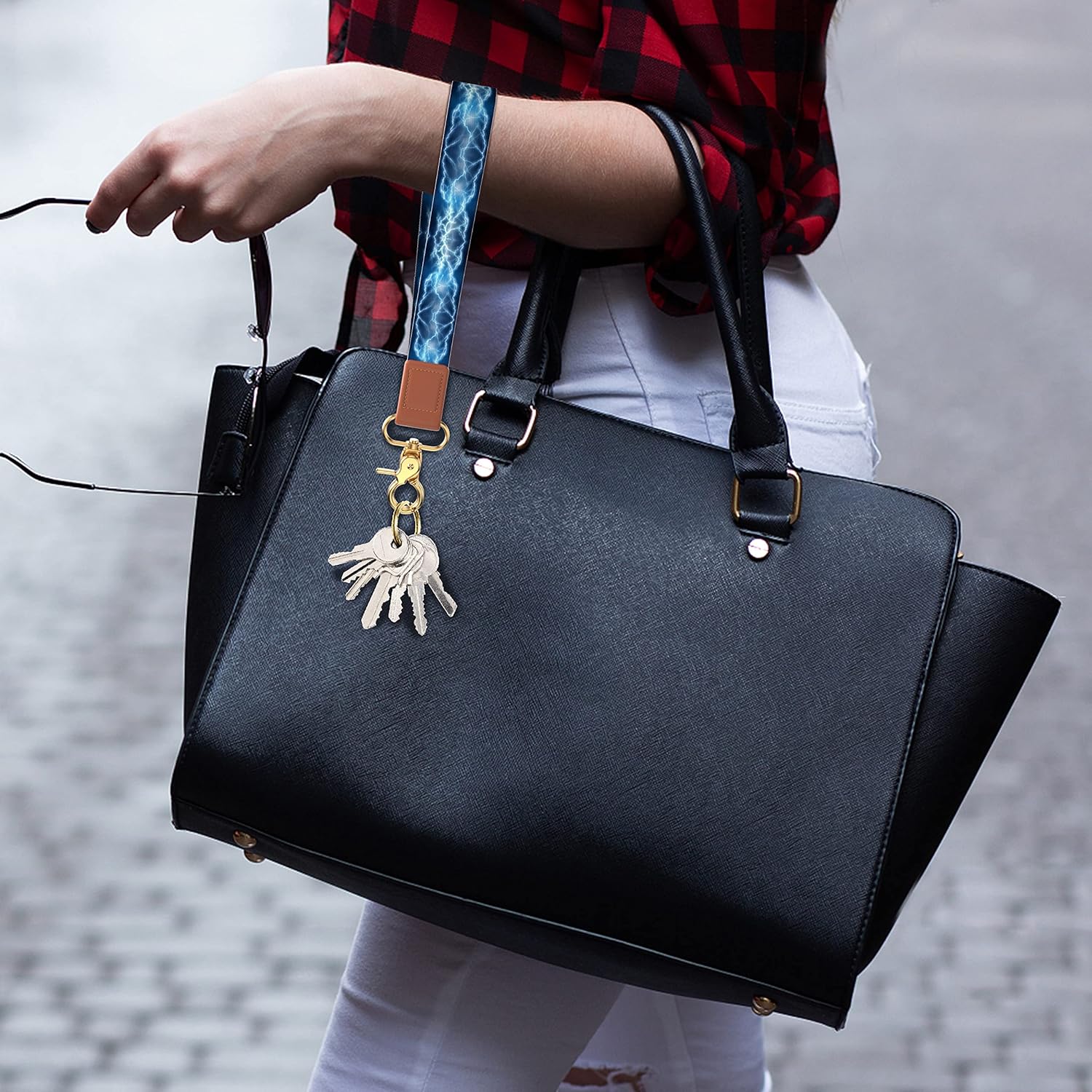 Llavero con cordón de muñeca, llavero de automóvil, llavero de pulsera para mujeres y hombres