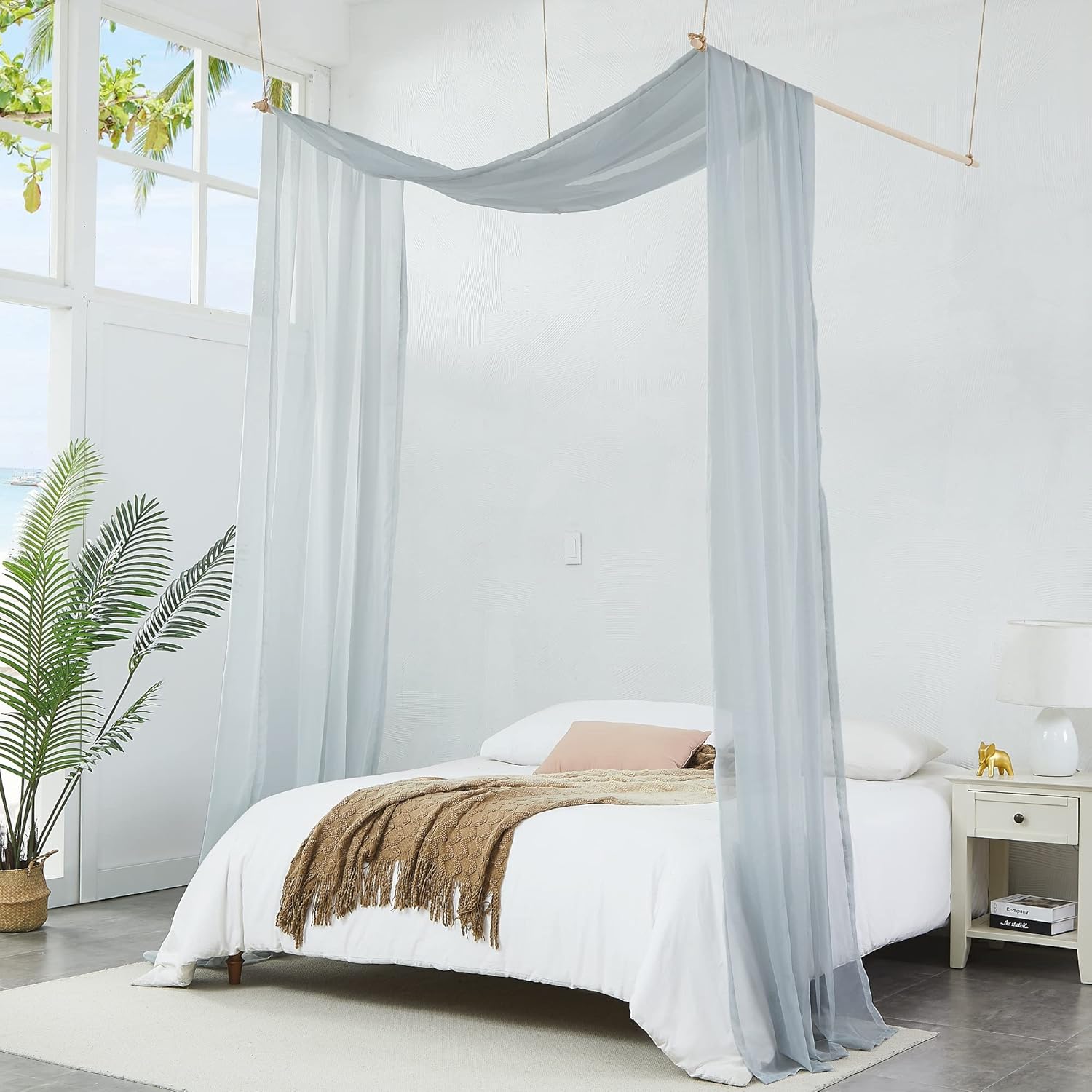 WARM HOME DESIGNS The Yard – Tela gris plateada de 4 yardas de largo. Tela transparente a granel de 55 pulgadas de ancho para cortinas de toldo,