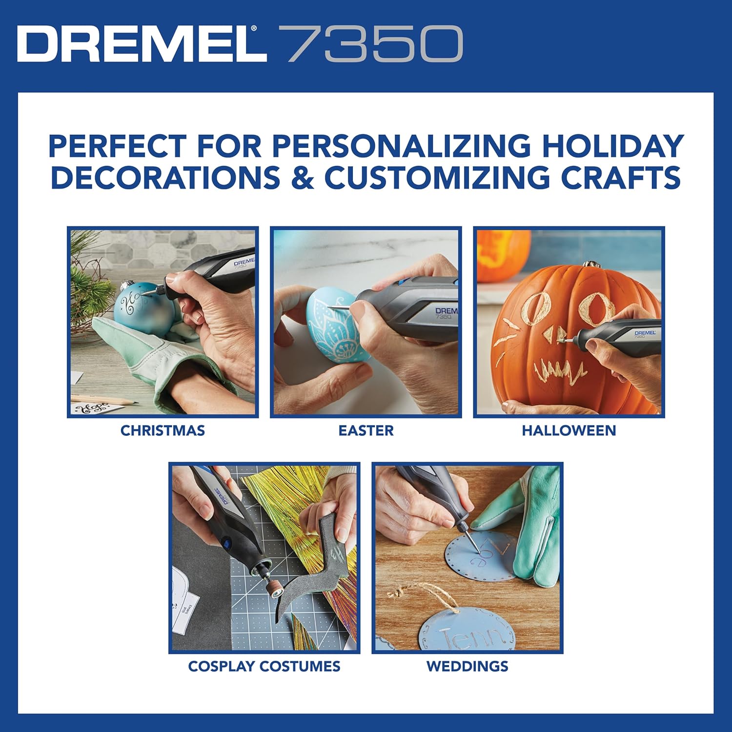 Dremel 7350-5 Kit de herramientas rotativas inalámbricas, incluye batería de iones de litio de 4 V y 5 accesorios de herramientas rotativas, ideal