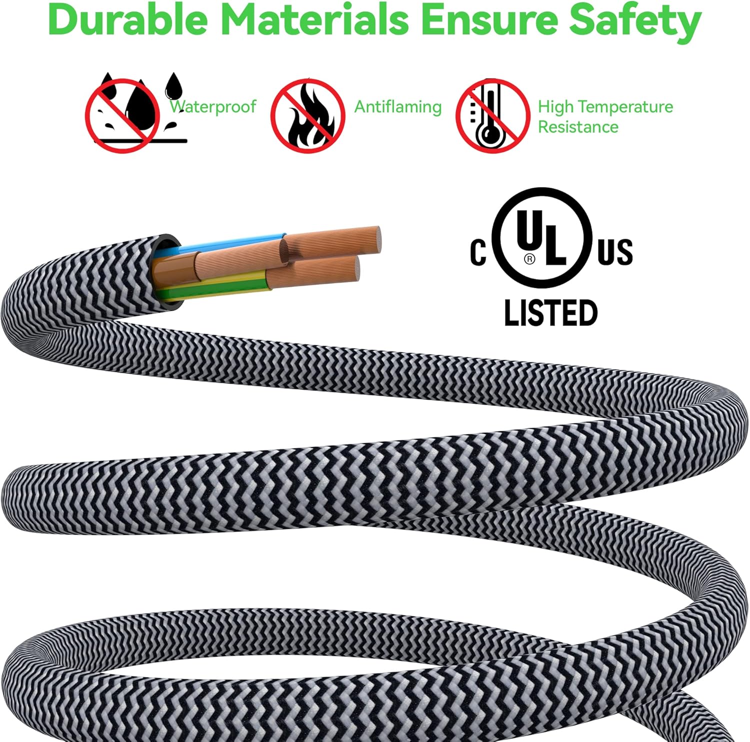Cable divisor de alimentación de 3 clavijas de 1 a 4 salidas (paquete de 3), cable de extensión de alimentación de 1.5 pies18 pulgadas, protector de