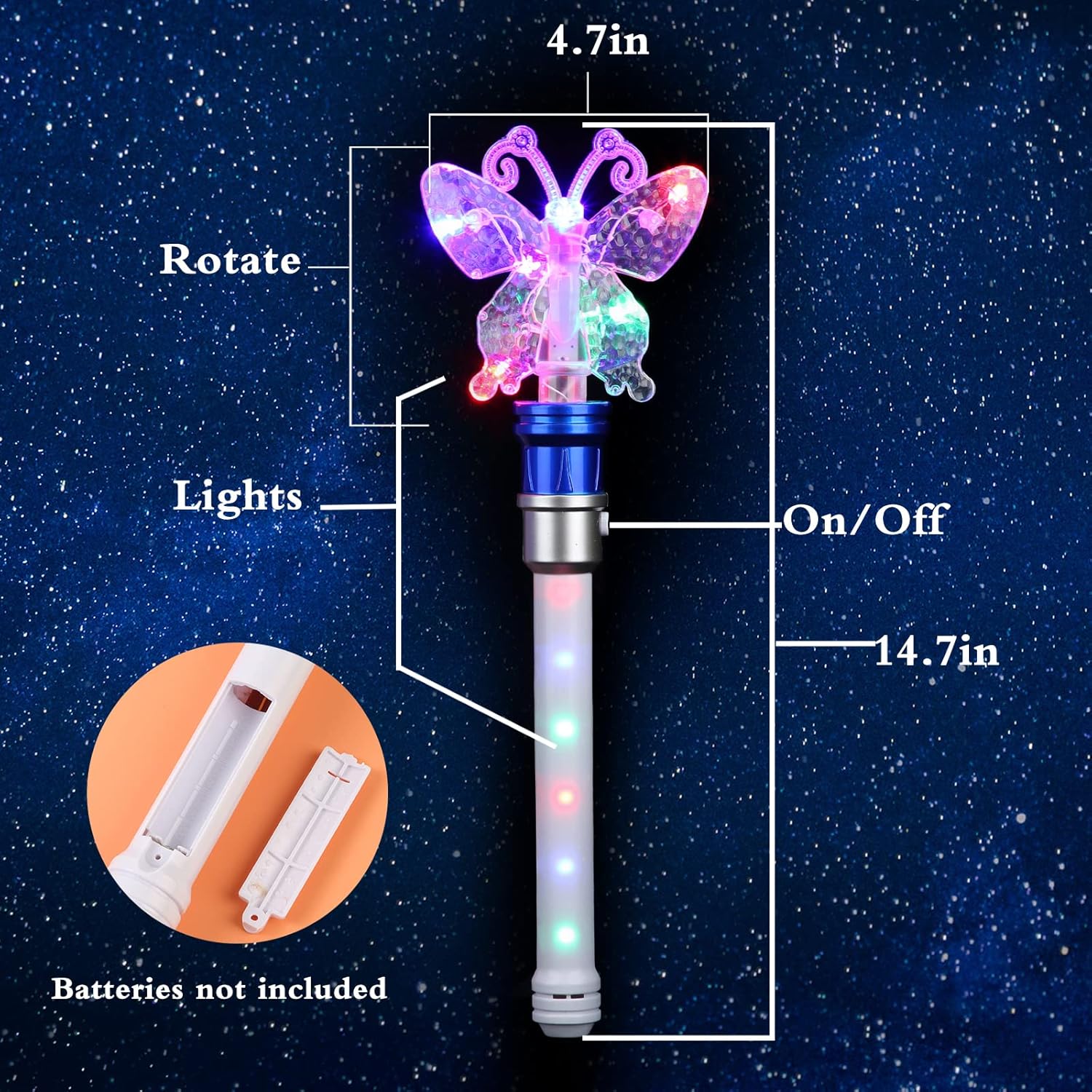 Varita giratoria de copo de nieve de Frozen con luz, varita mágica giratoria para niñas y niños, juguetes sensoriales de princesa mágica, regalo de