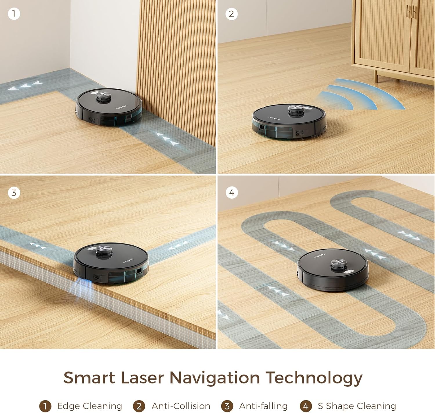 Tesvor Robot aspirador y trapeador combinado con la última navegación láser 3 en 1 X580S aspiradora robótica (3000Pa – X580S)