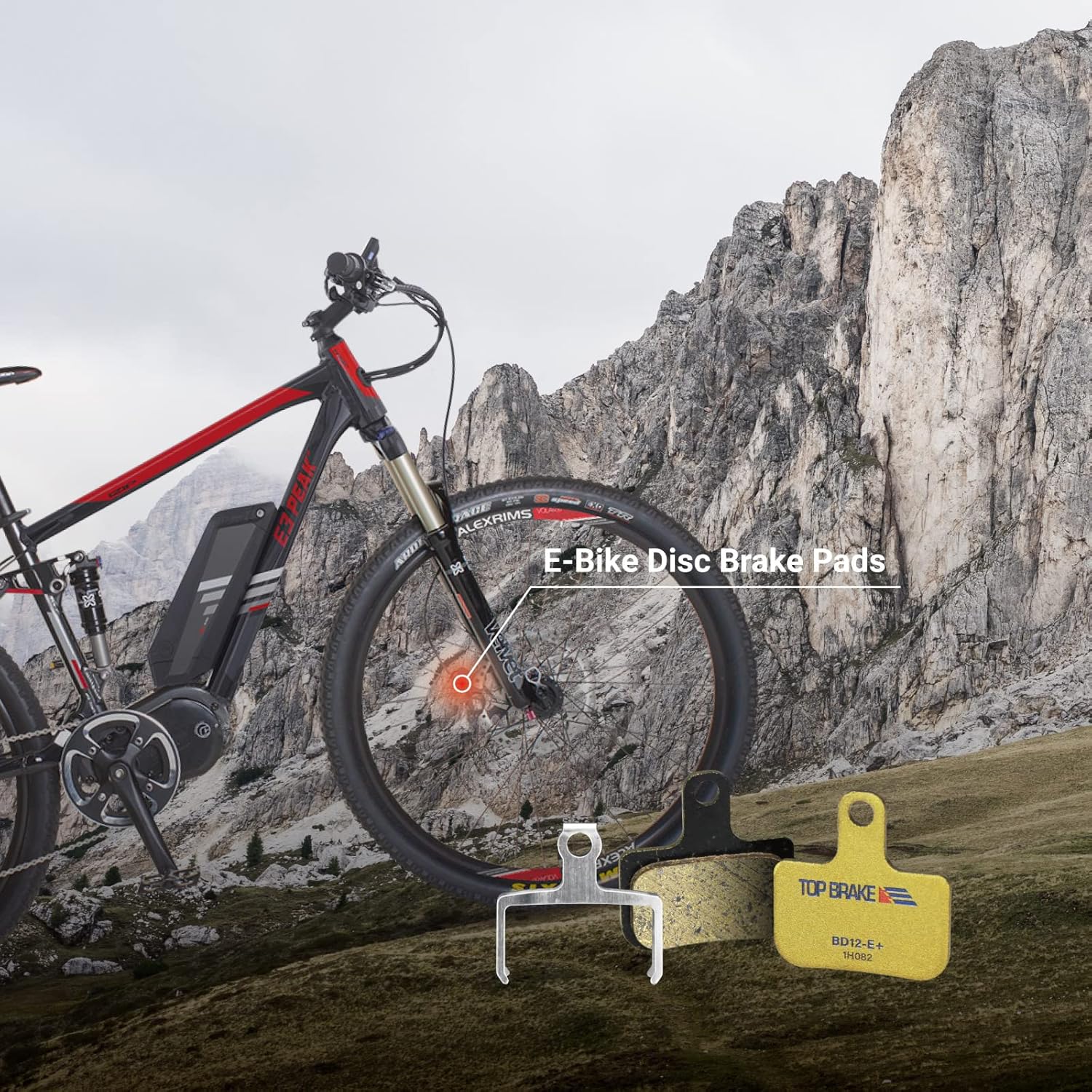 TOP BRAKE BD12-E+ Pastillas de freno para bicicleta de disco SRAM Level UltimateRojoAXS Force Road y XC MTB Brake Set