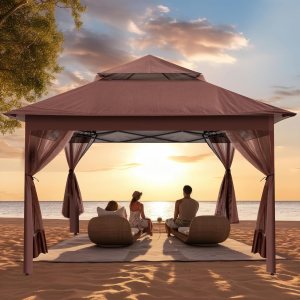 yoyomax Gazebo desplegable para exteriores de 13 x 13 pulgadas con red, kiosco portátil impermeable, refugio para patio con techo doble y 169 pies yoyomax Gazebo desplegable para exteriores de 13 x 13 pulgadas con red, kiosco portátil impermeable, refugio para patio con techo doble y 169 pies