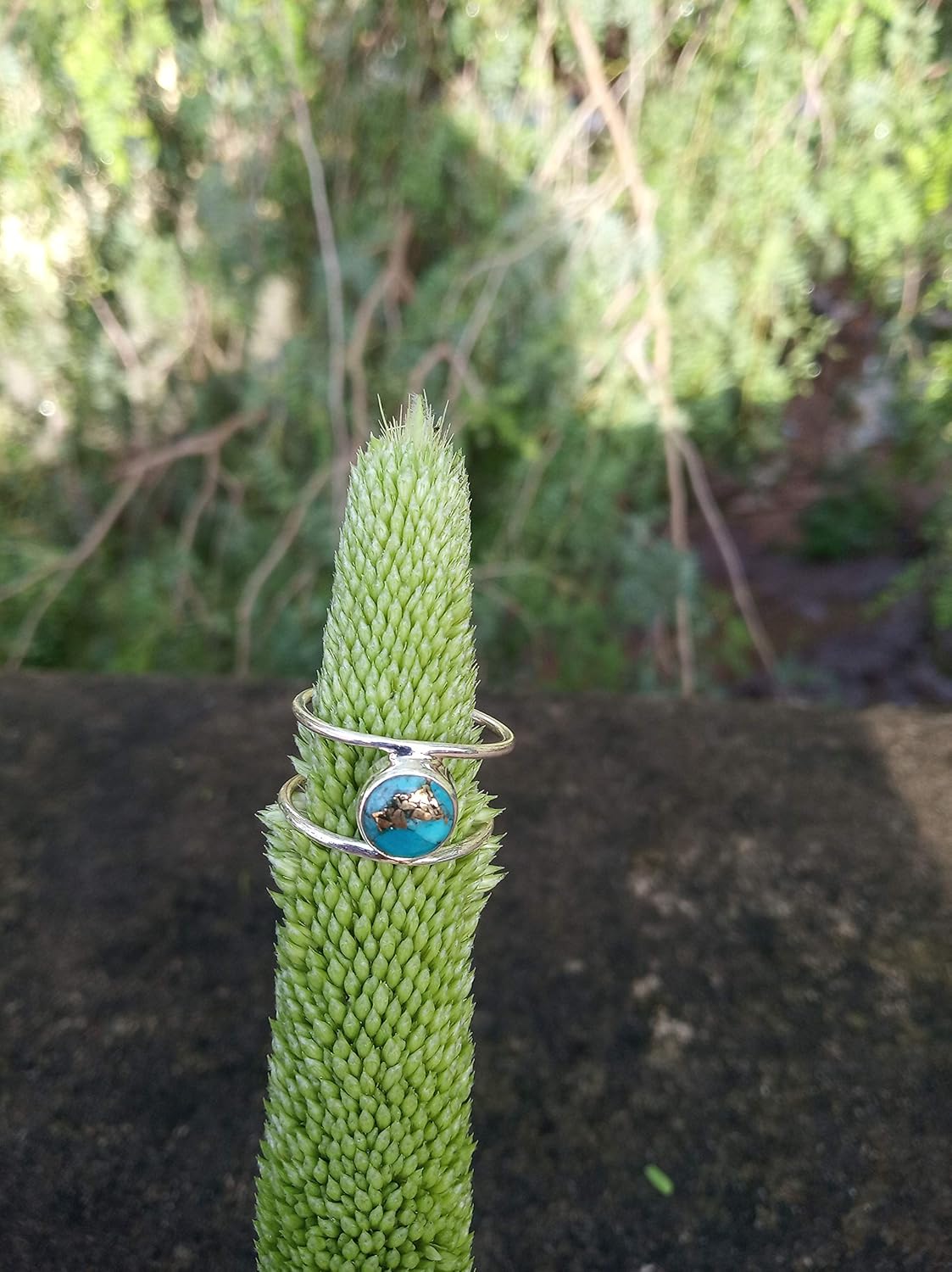 Blue Copper Turquoise Ring, 925 Sterling Silver Ring, Double Band Ring, December Birthstone Ring, Gothic Ring, Wedding Ring, Gift For Her, Gypsy