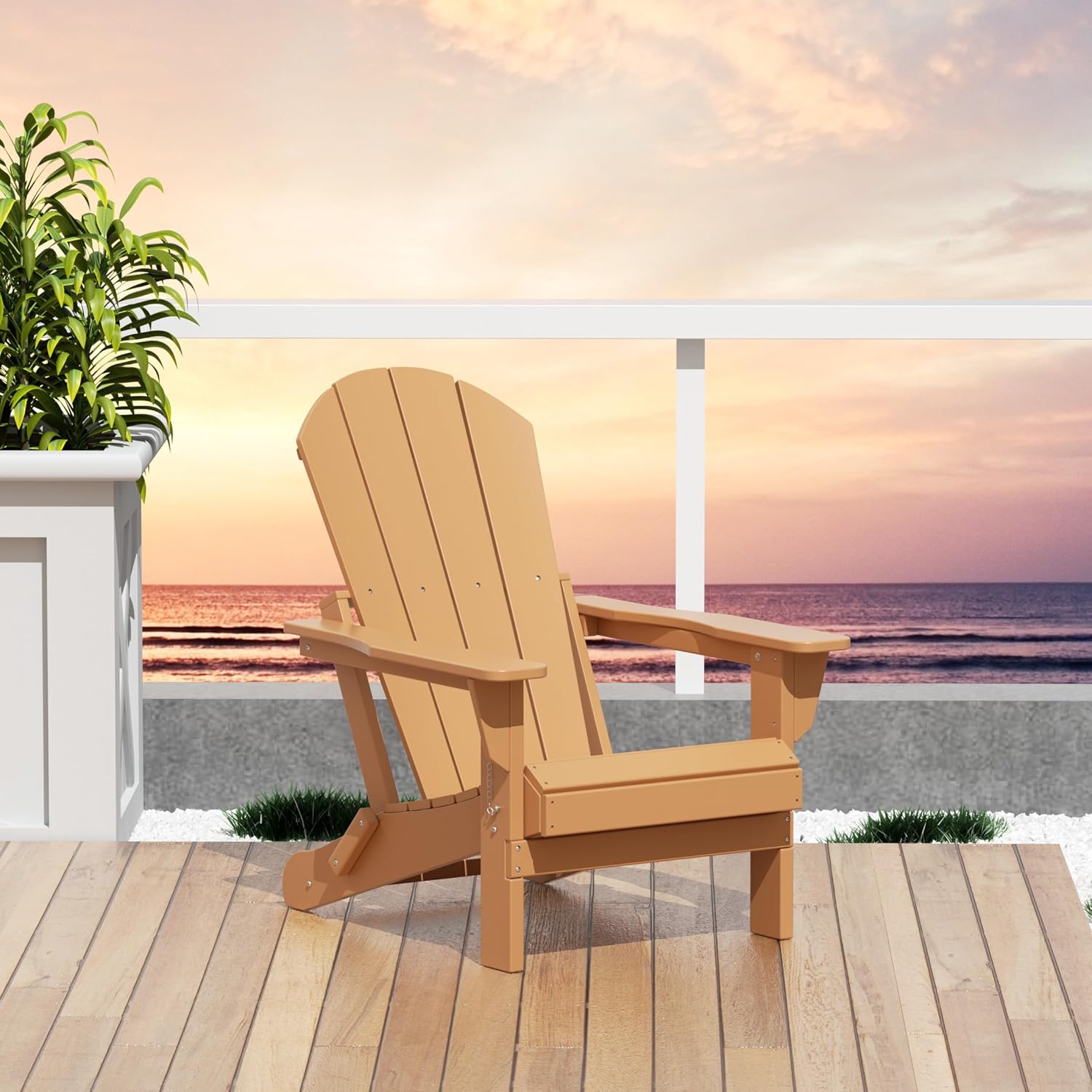 WO Home Furniture Adirondack – Tumbona plegable para fogatas, playa, balcón, patio trasero, césped, patio, piscina, cubierta, jardín