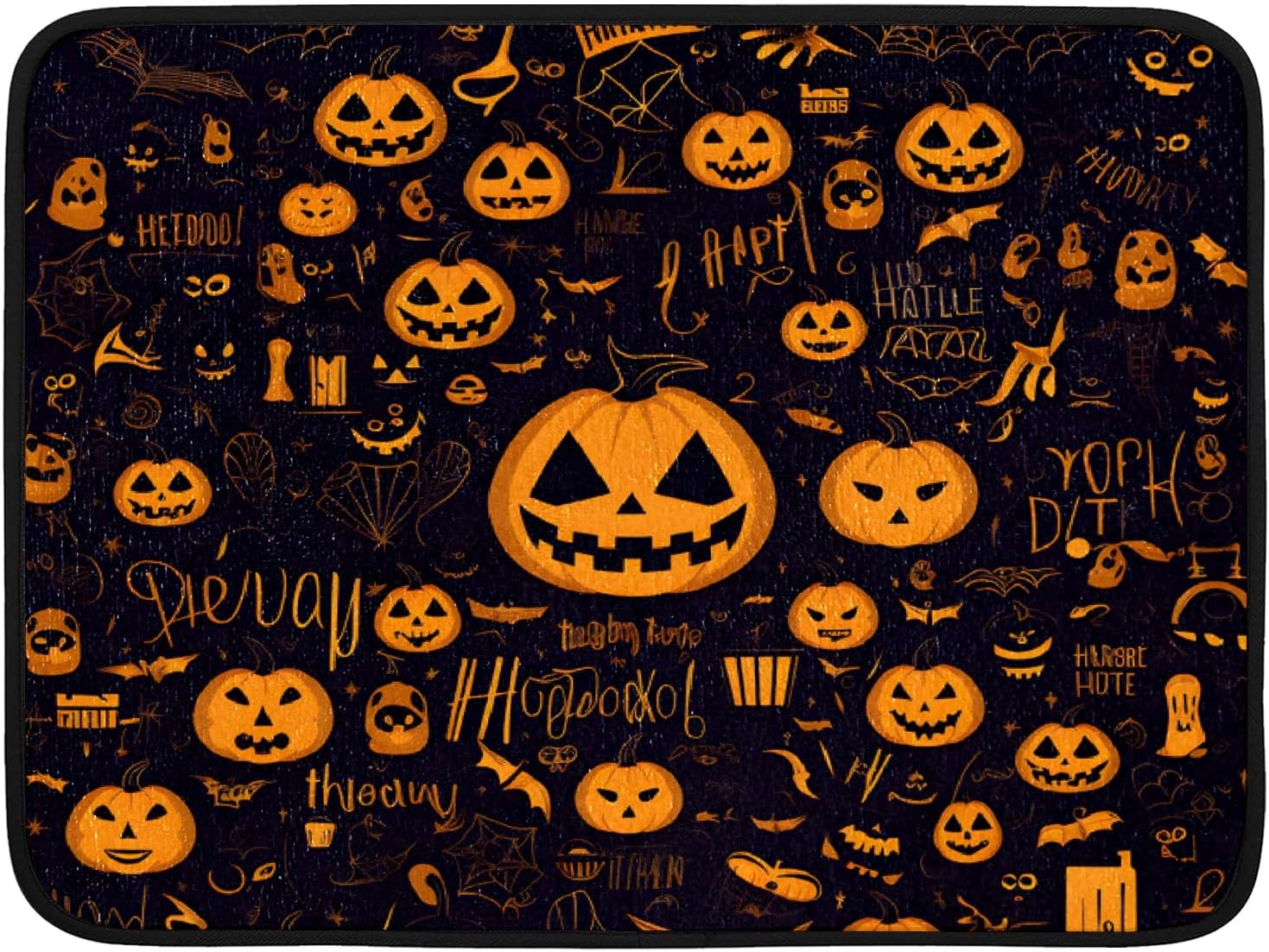 Alfombrillas de secado de platos de calabaza gótica feliz para encimera de cocina, 24 x 18 pulgadas, decoración gótica, almohadilla de secado de