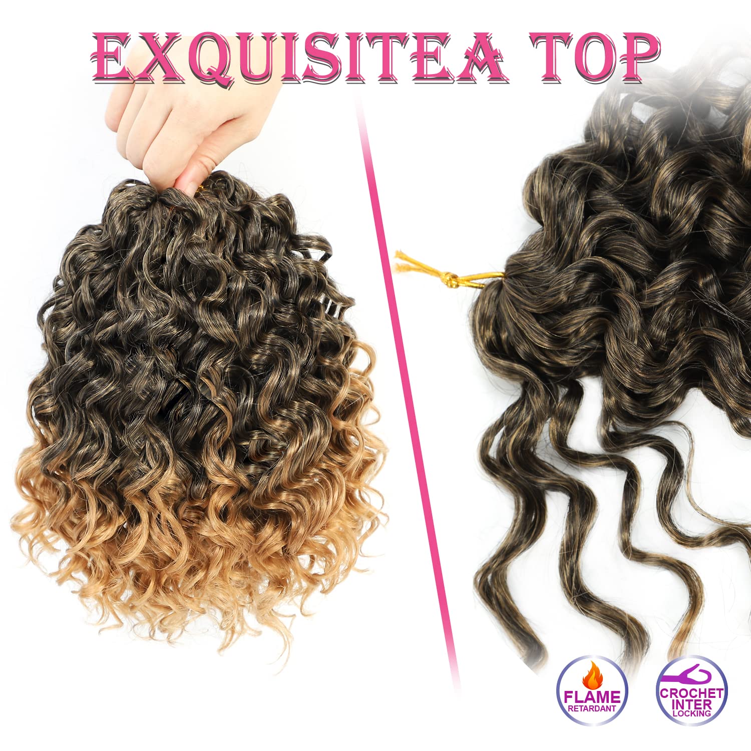 Gogo – Cabello rizado de ganchillo de 8 pulgadas, paquete de 6 paquetes, cabello corto y rizado de ganchillo para mujeres negras, rizos de playa,