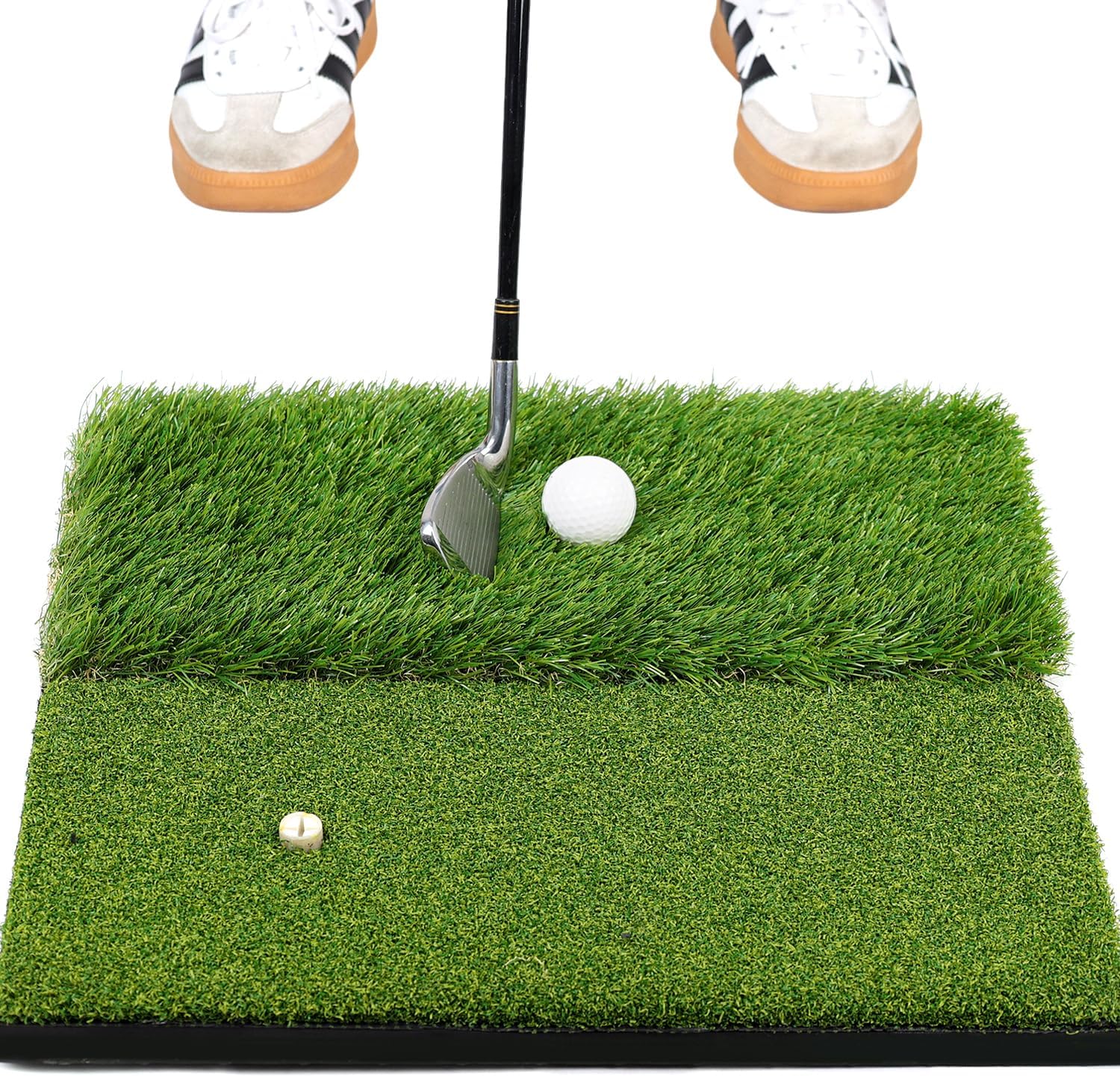 Alfombrilla de golf de doble césped premium, acolchado de espuma de 0.394 in con respaldo de goma, tapete de práctica de golf para entrenamiento en