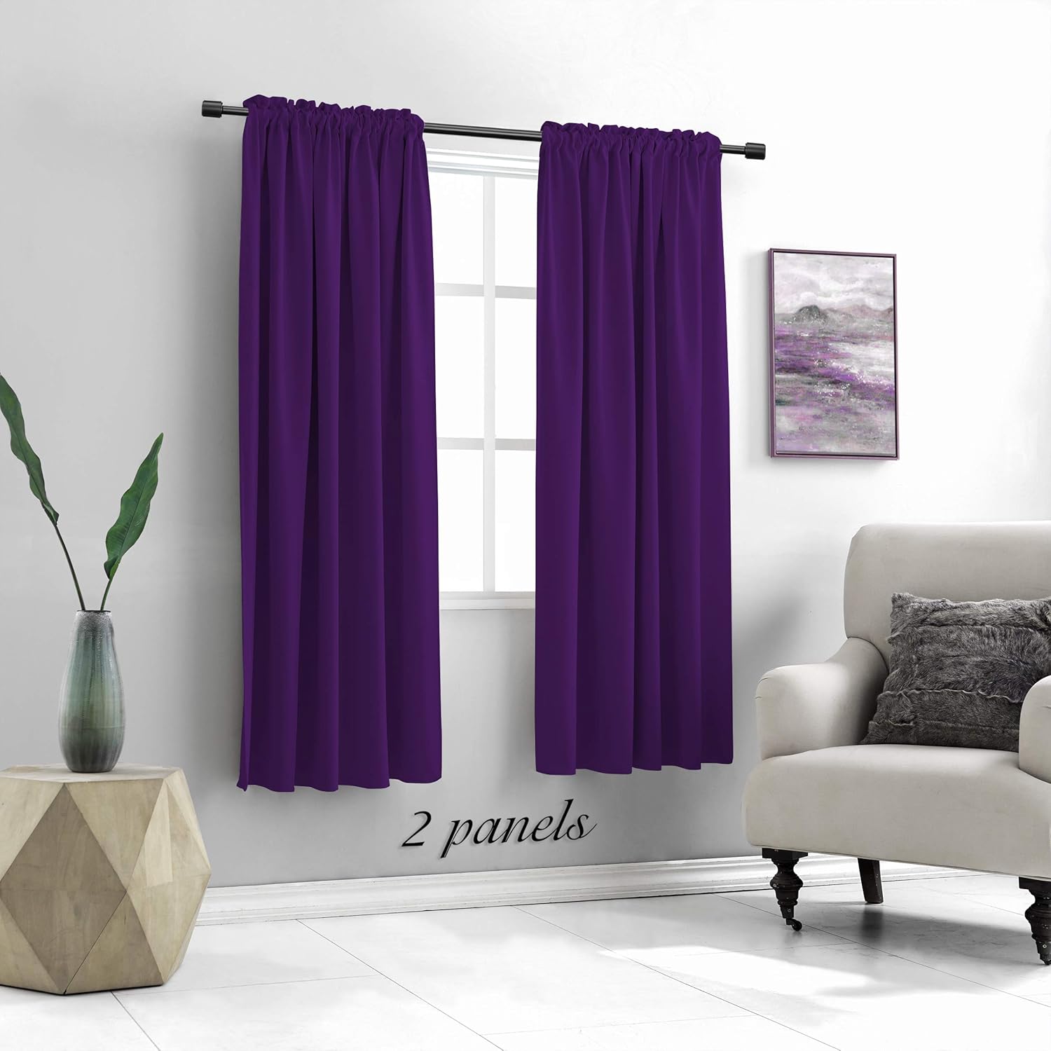 Cortinas Donren opacas, para ventanas de 2 paneles, bolsillo para el cortinero