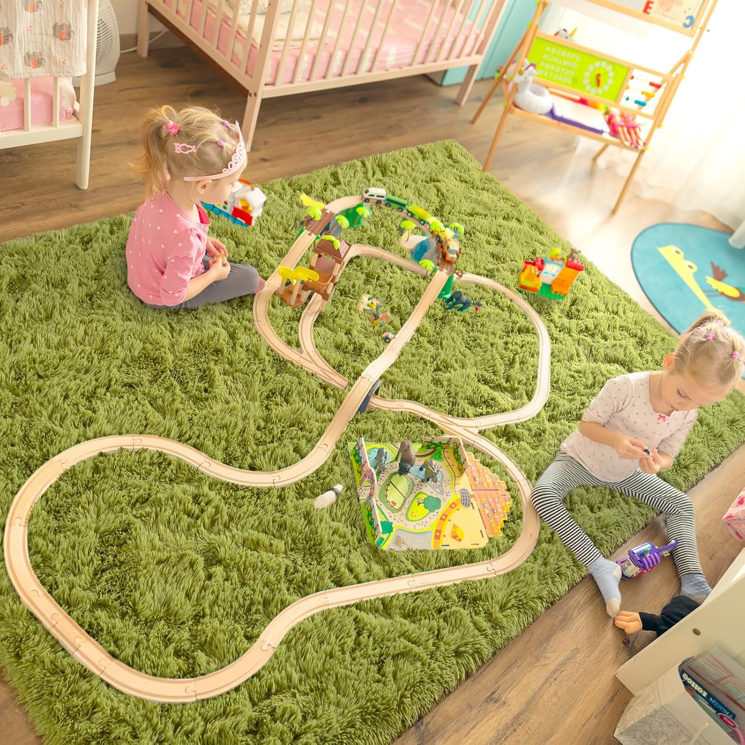 LOCHAS – Tapetes para interiores, muy suaves, modernos, mullidos, para salas de estar, habitaciones infantiles o decoración del hogar, 4 x 5.3 pies,