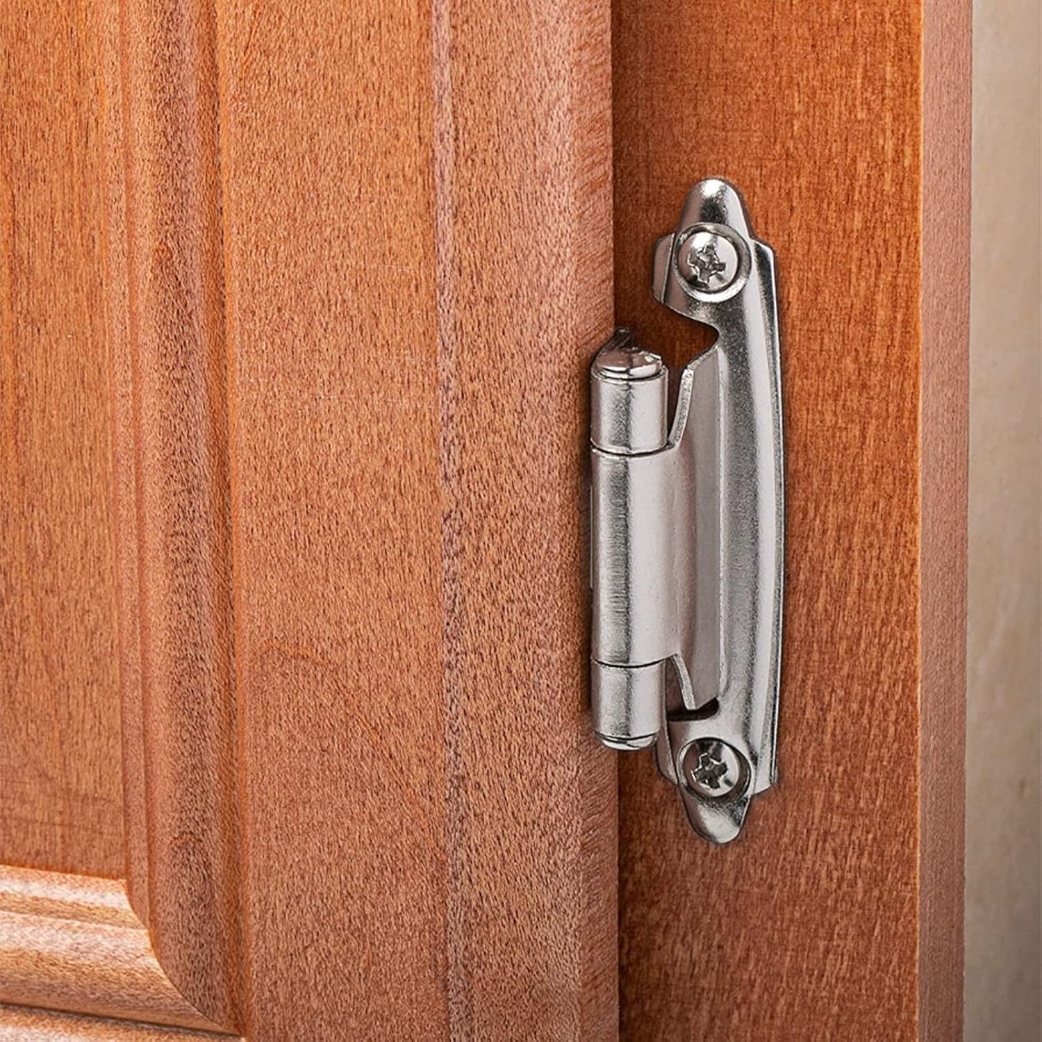 homdiy 25 pares (50 unidades) de bisagras de gabinete de níquel cepillado con cierre automático para gabinetes de cocina, bisagras superpuestas de