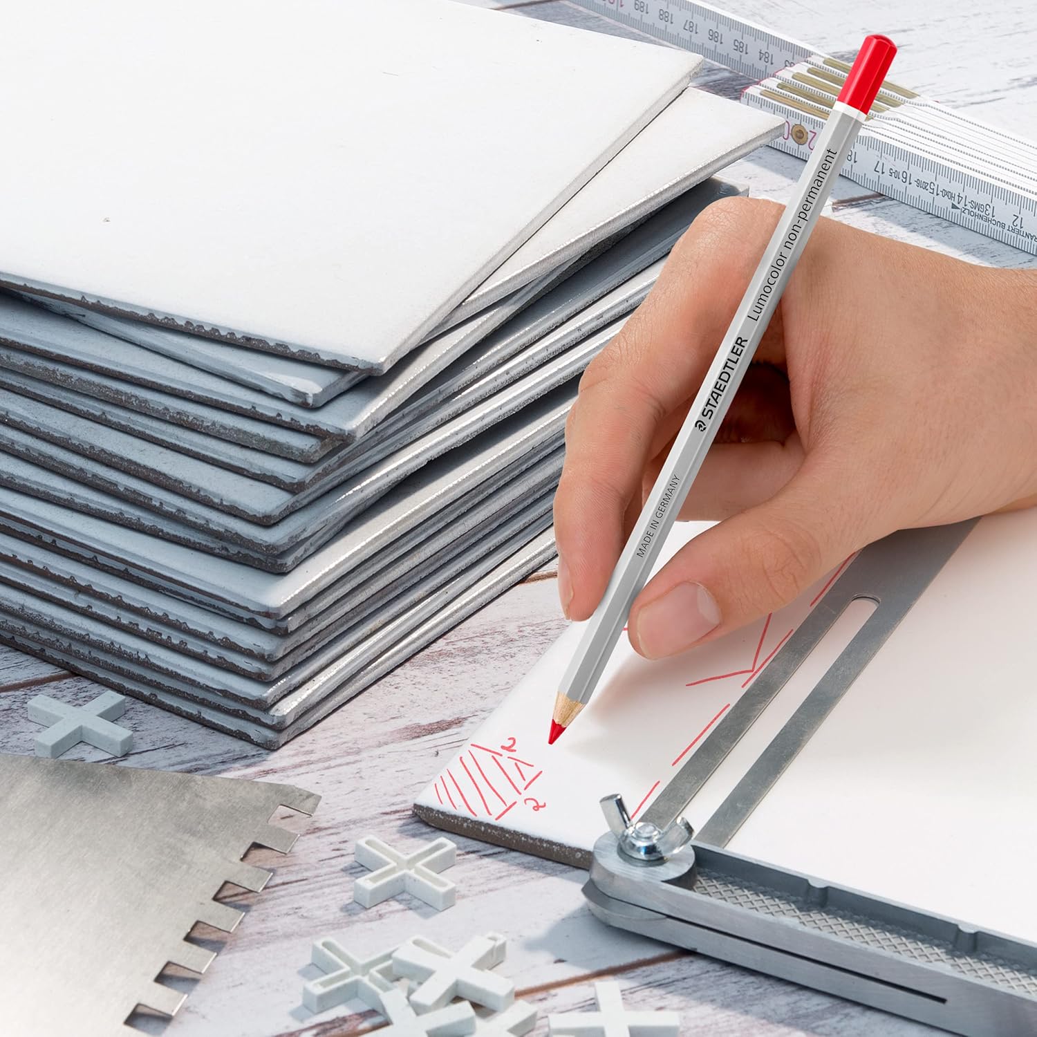 STAEDTLER Lumocolour – Lápiz omnichrom no permanente, color azul (12 unidades)