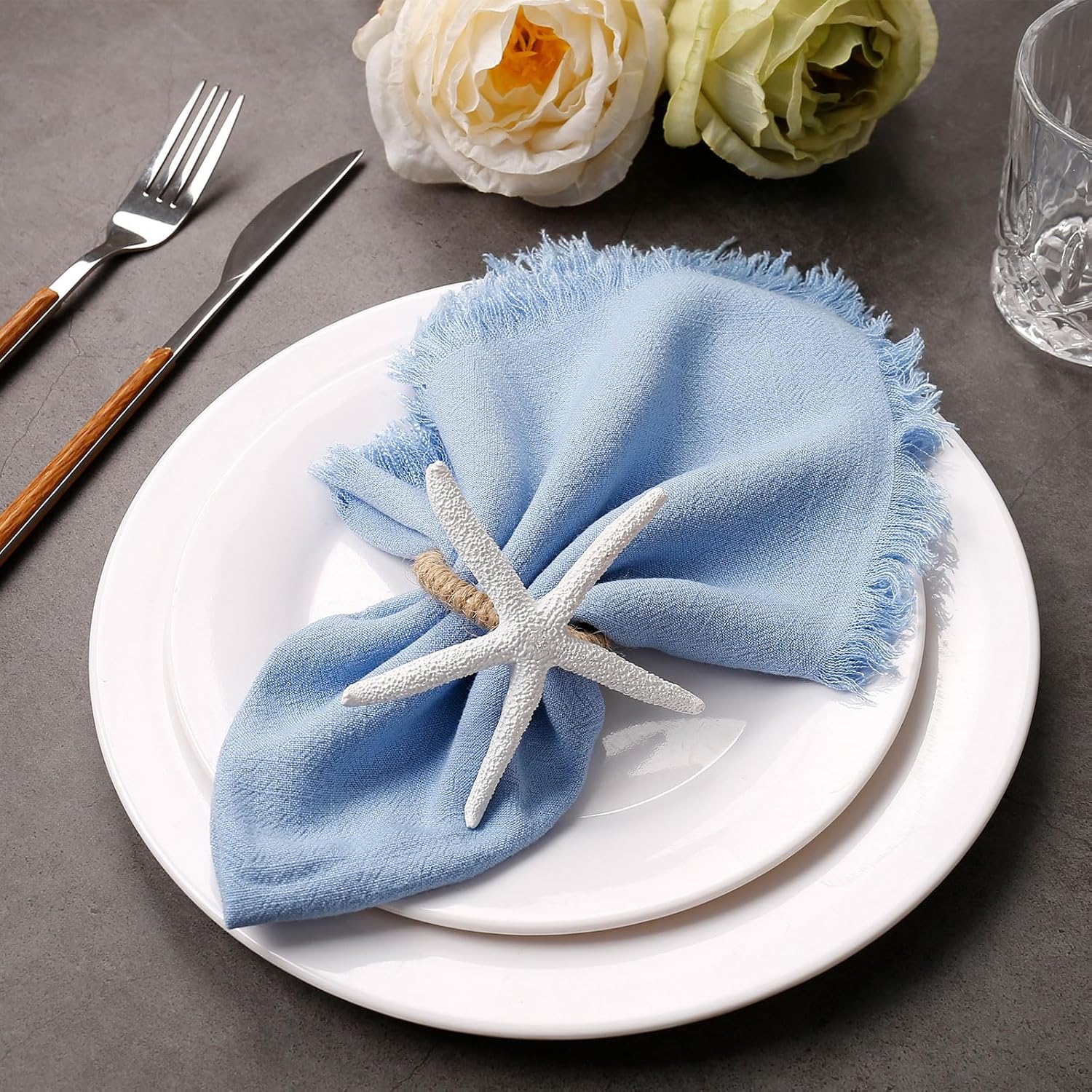 Juego de 8 servilletas de lino elegantes y duraderas para bodas, ocasiones especiales y uso diario, tela suave y absorbente, lavable a máquina y