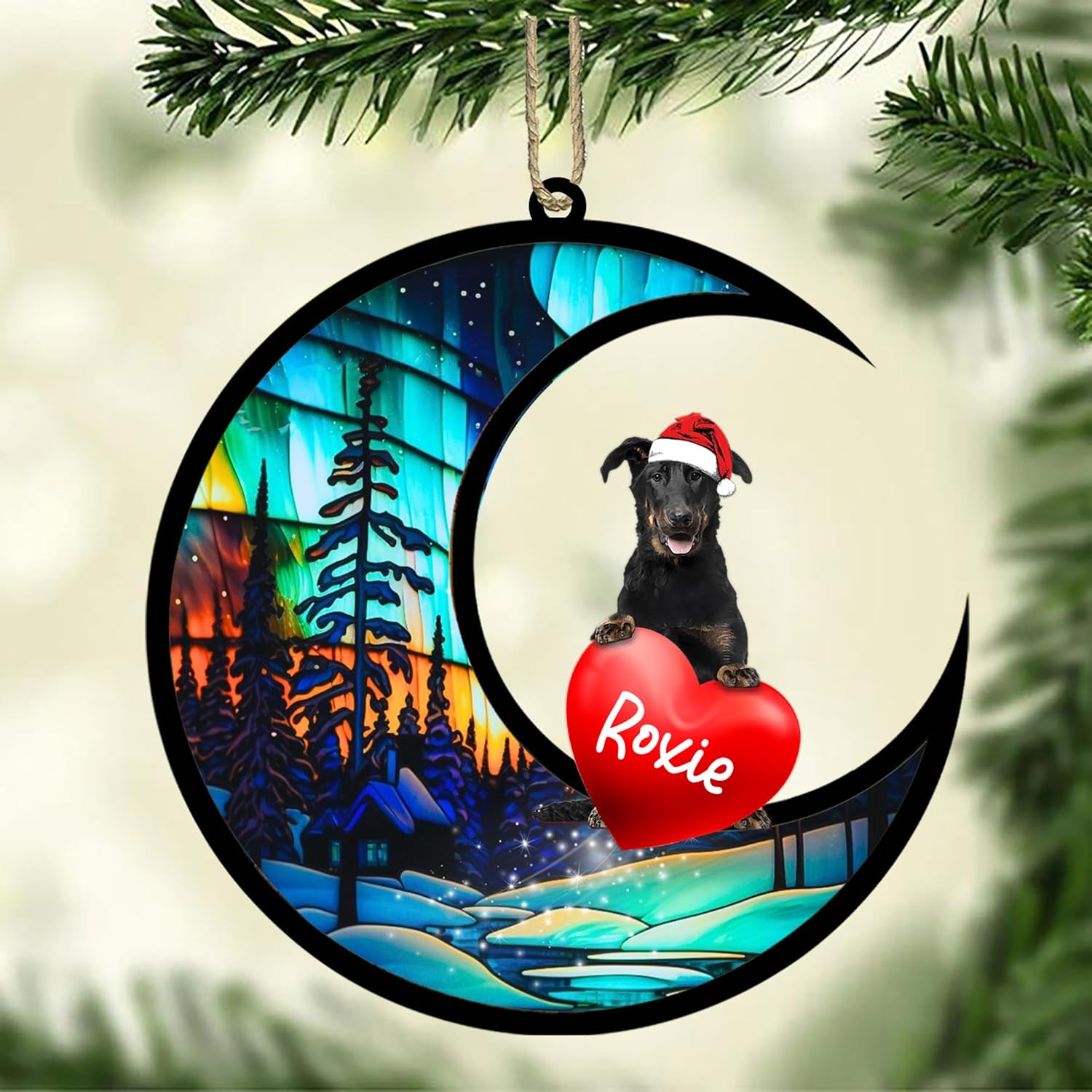 Adorno de Navidad personalizado Beauceron, adorno de Beauceron con nombre, pérdida de mascotas, regalos para los amantes de los perros, pérdida de