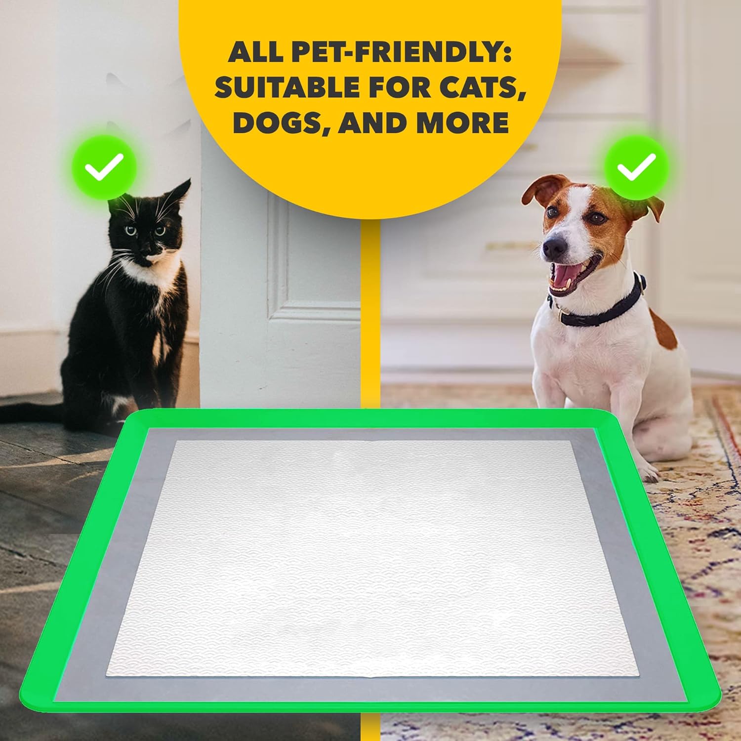 Skywin Bandeja para almohadillas de entrenamiento para cachorros de perro, paquete de 2 almohadillas de entrenamiento de 24 x 24 pulgadas, soporte