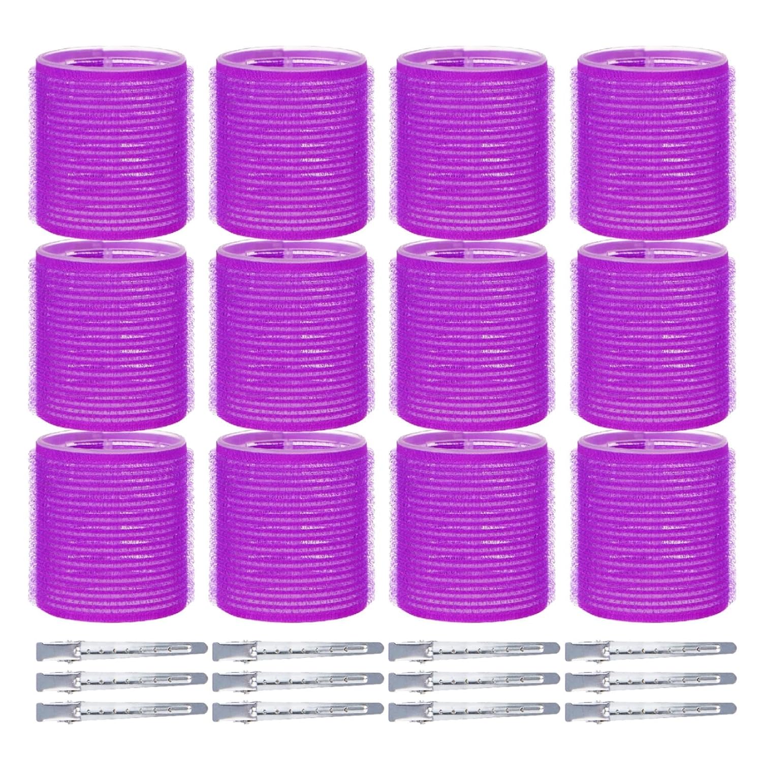 Hair roller set 24PCS, Velcro Rollers Curlers for Long Medium Short Hair, No Heat, Hair-friendly, Natural Effect, Includes 12 Self Grip Rollers &12