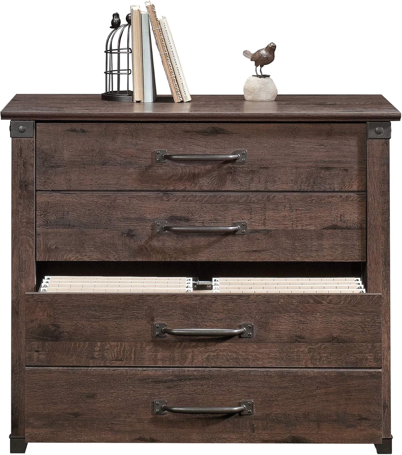 Sauder Carson Forge – Archivador lateral, acabado roble café