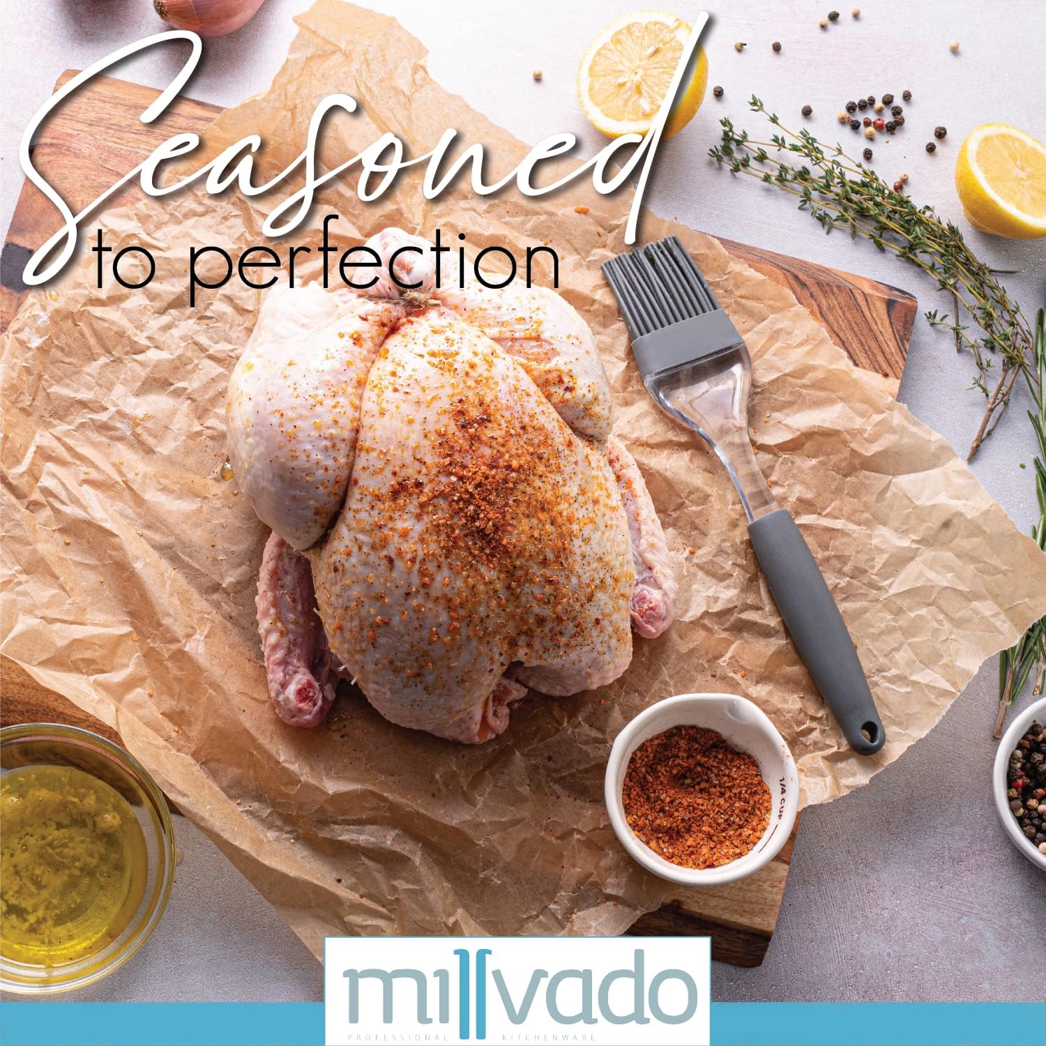 Millvado Cepillo de silicona para untar cepillo de cocina resistente al calor para aceite y salsa, cepillo flexible para alimentos, apto para