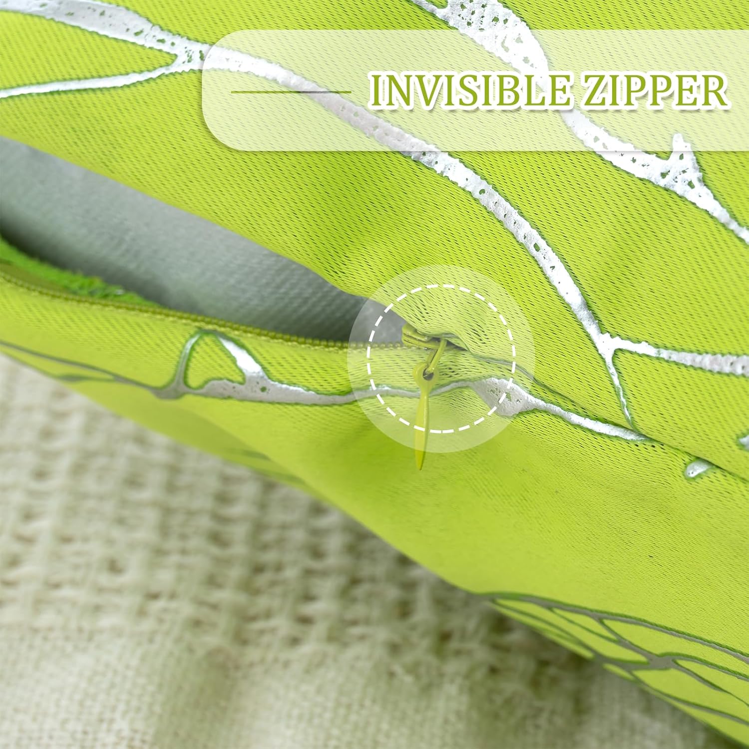Juego de 2 fundas de cojín decorativas de color verde lima, paquete de 2 diseños de patrón de impresión ondulada, mezcla y combina para la