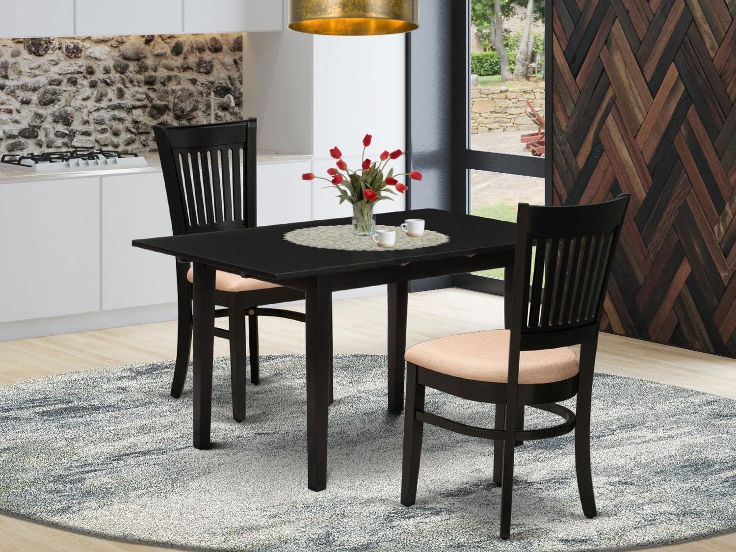 East West Furniture NFVA3-BLK-C Juego de comedor