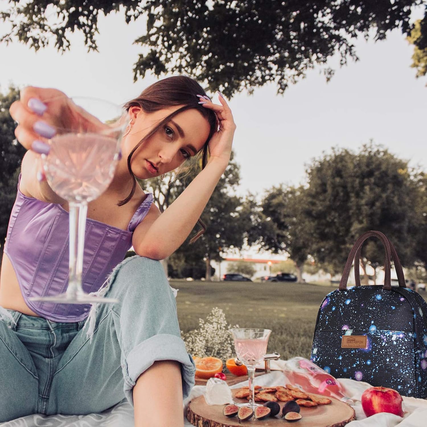 Buringer – Bolsa de almuerzo reutilizable aislado con bolsillo frontal con cierre de cremallera para mujer, hombre, trabajo, picnic o viaje