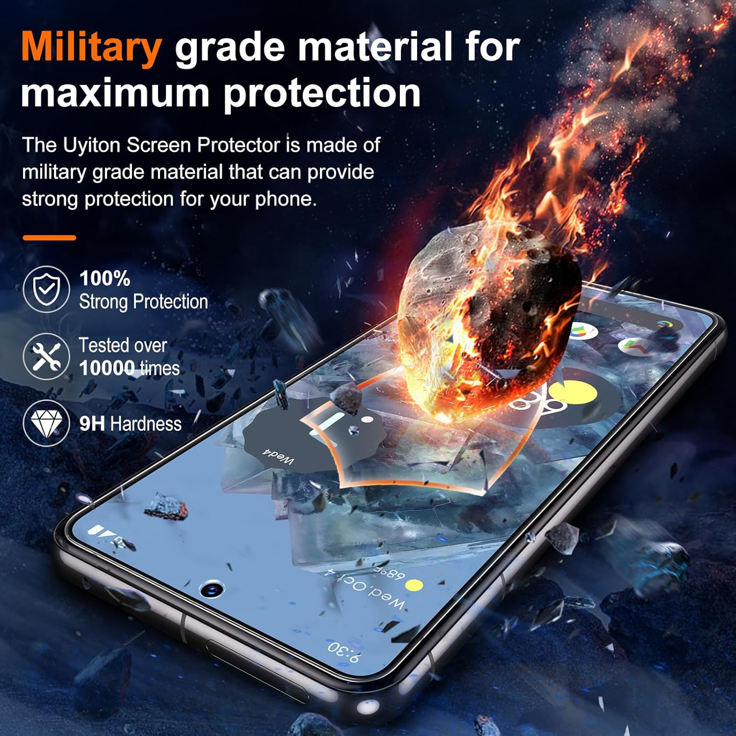 Uyiton Protector de pantalla para Google Pixel 8 Pro, 10X inastillable, antiluz azul con marco de instalación compatible con fundas dureza 9H,