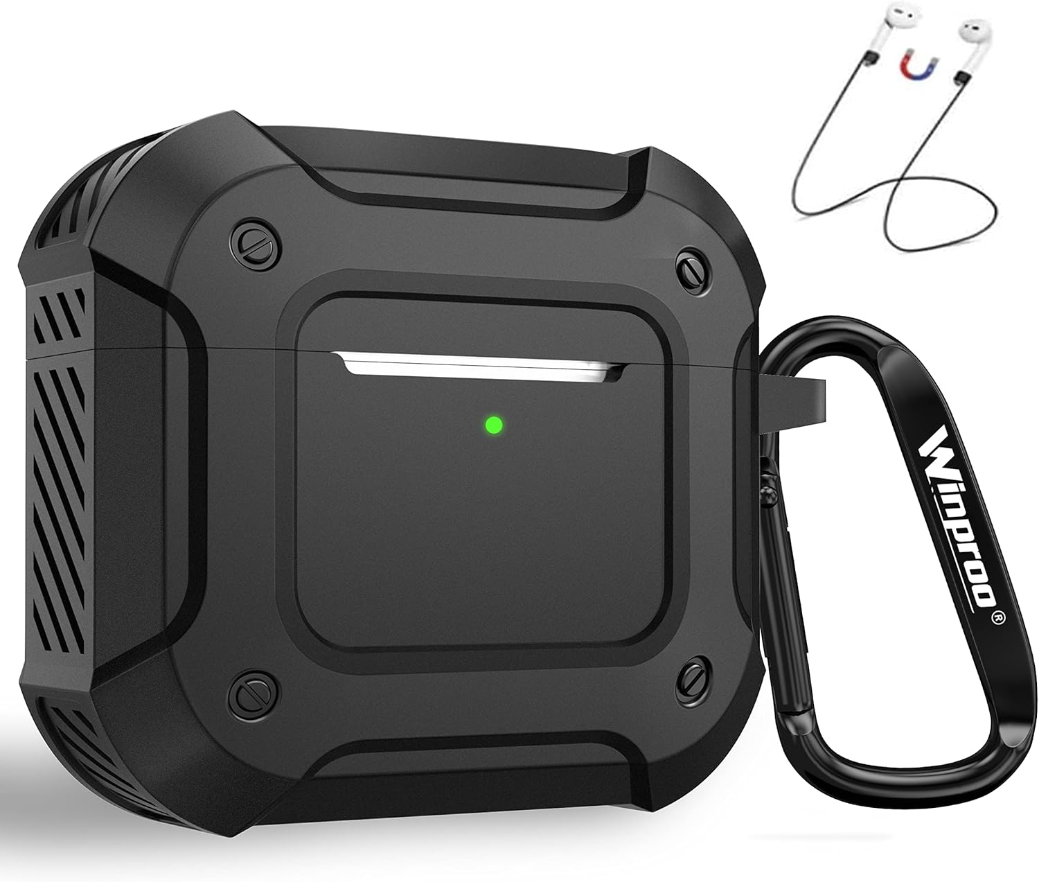 Armor – Funda para Airpods de 3 generación con llavero, de silicona resistente a prueba de golpes, funda protectora para Airpods de 3 generación LED
