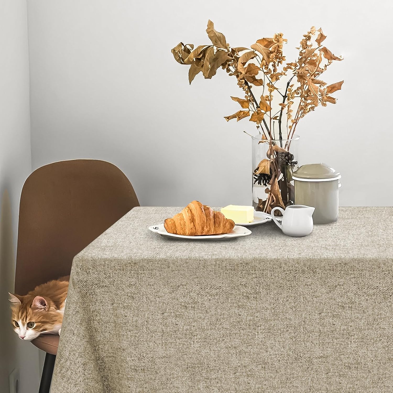 Mantel rectangular, a prueba de aceite, a prueba de derrames y resistente al agua, mantel de microfibra de lino, mantel decorativo de tela para uso