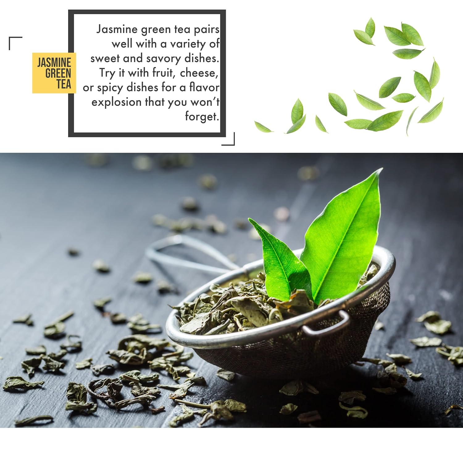 Teabalmy Té verde jazmín  Té verde de hoja suelta  Té verde jazmín  Hoja suelta natural súper antioxidante apoyo a la salud general (J2239) 1.75
