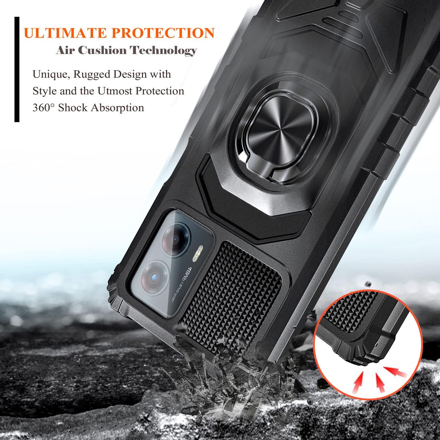 Funda compatible con Motorola Moto G 5G (2023) con protector de pantalla de vidrio templado (cobertura máxima), protección de cuerpo completo grado