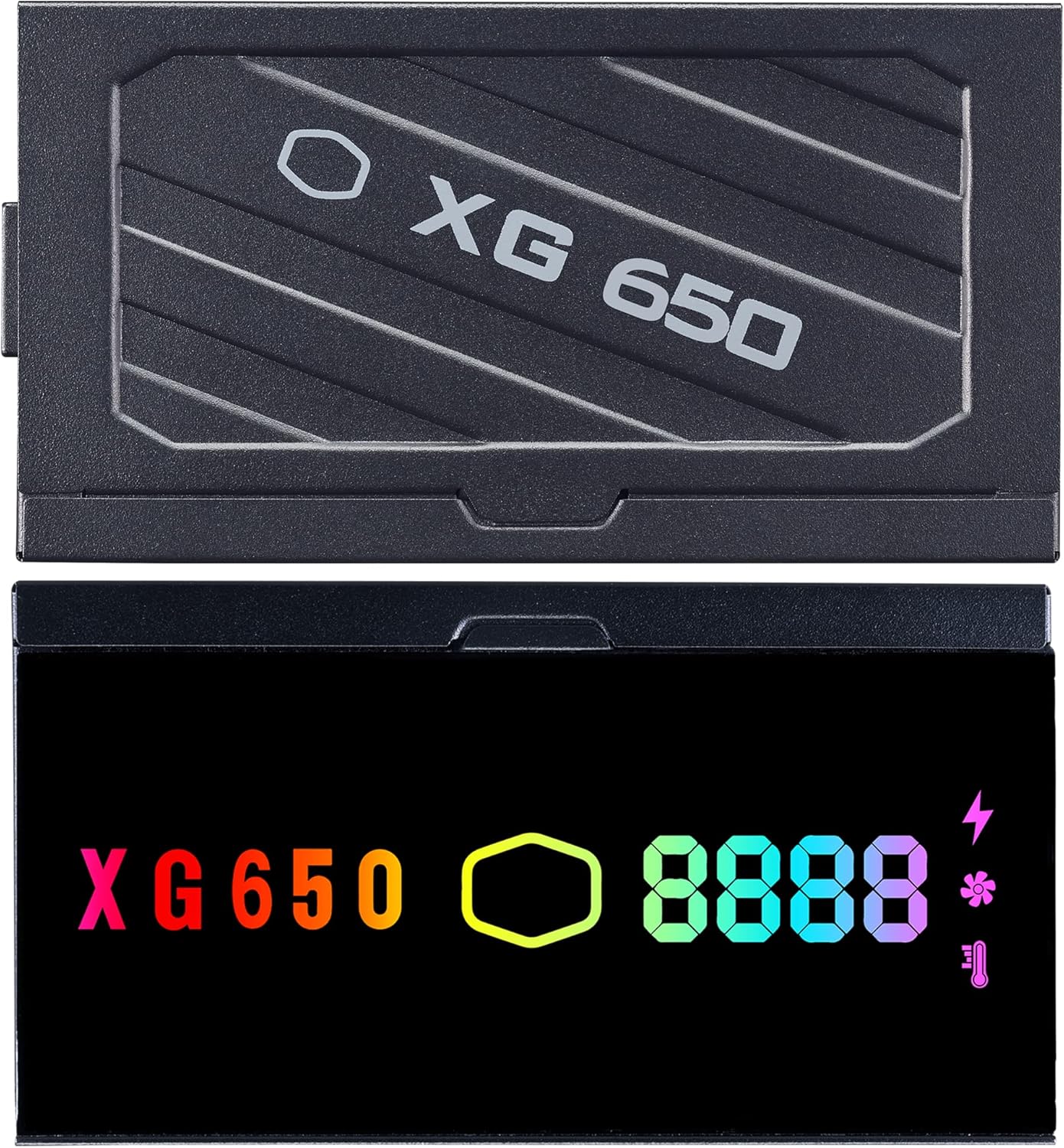 Cooler Master XG650 Plus Platinum ARGB totalmente modular, 650W, panel de visualización de información incorporado, ventilador silencioso ARGB 5.315