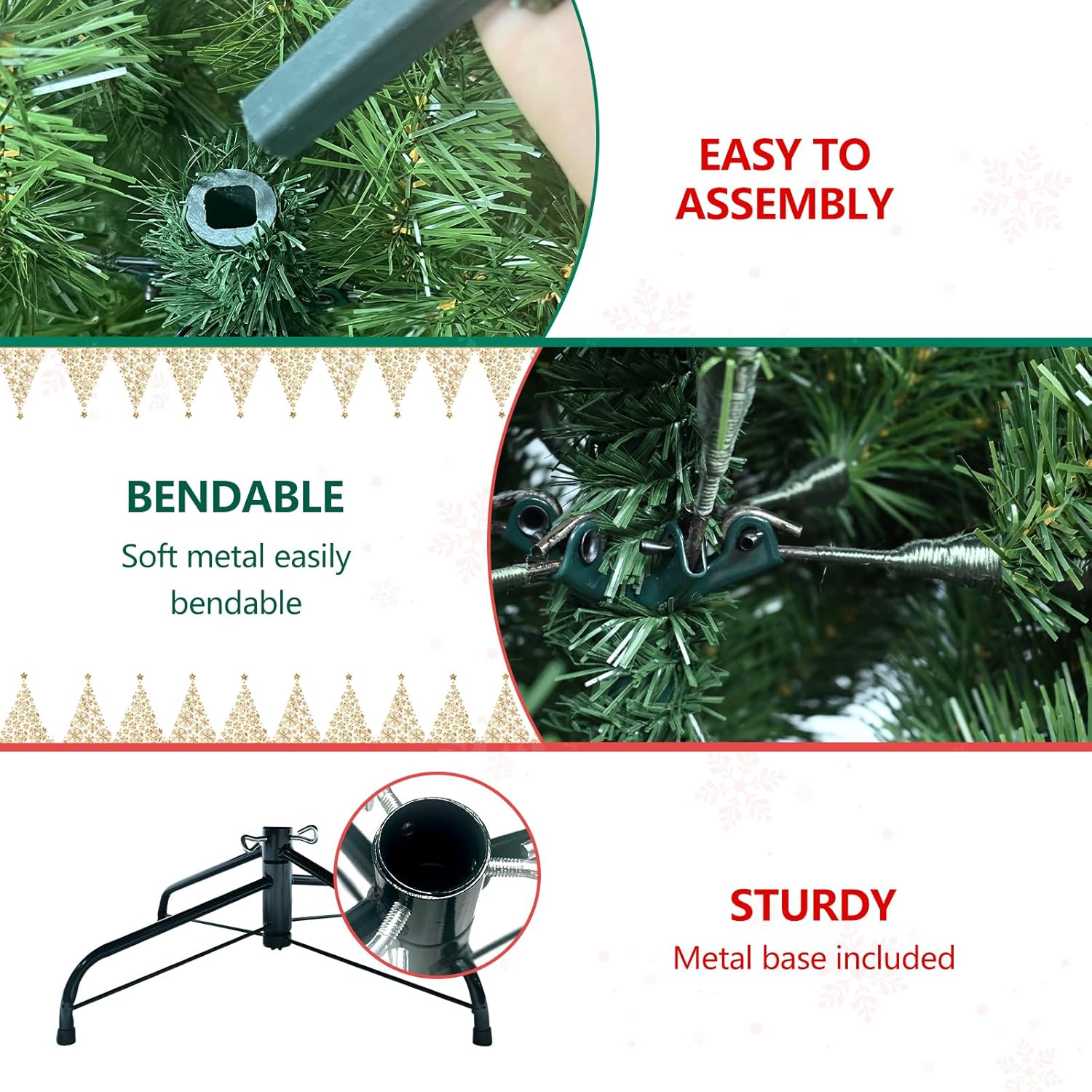Árbol de Navidad artificial de Maylaviu de 5 pies, con apertura automática, pino de Navidad con soporte plegable de metal para el hogar, oficina,