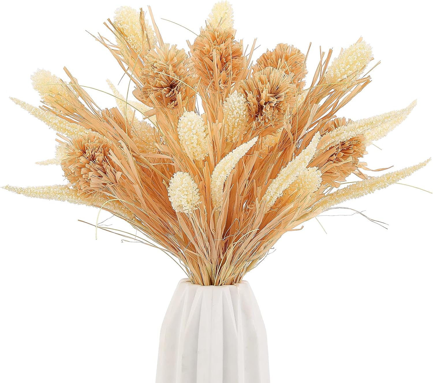 WESAIL Artificial Husk Thistle Bush Flowers,Faux Wheat and Sorghum Grass Floral for Home Decor,Fake Plant Greenery Bouquets for Autumn and