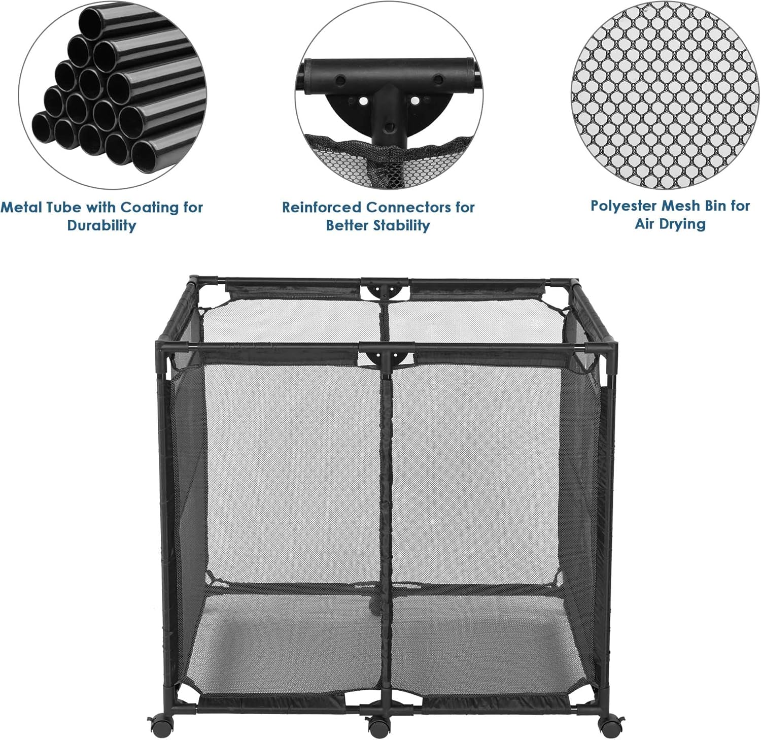 Yescom Contenedor de malla de 36 x 24 x 35 pulgadas para almacenamiento de piscina, carrito rodante, organizador de red, marco de metal, contenedor