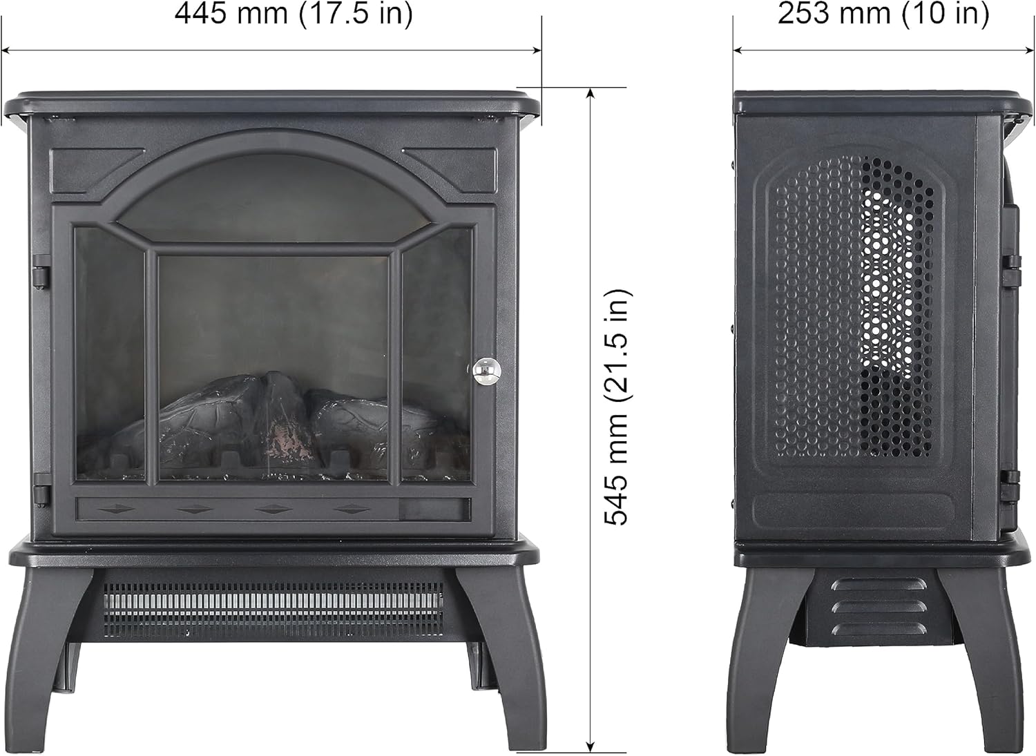 KUIKUI Estufa eléctrica infrarroja de cuarzo con control remoto, calentador eléctrico portátil de 18 pulgadas y 1500 W para interiores con efecto de