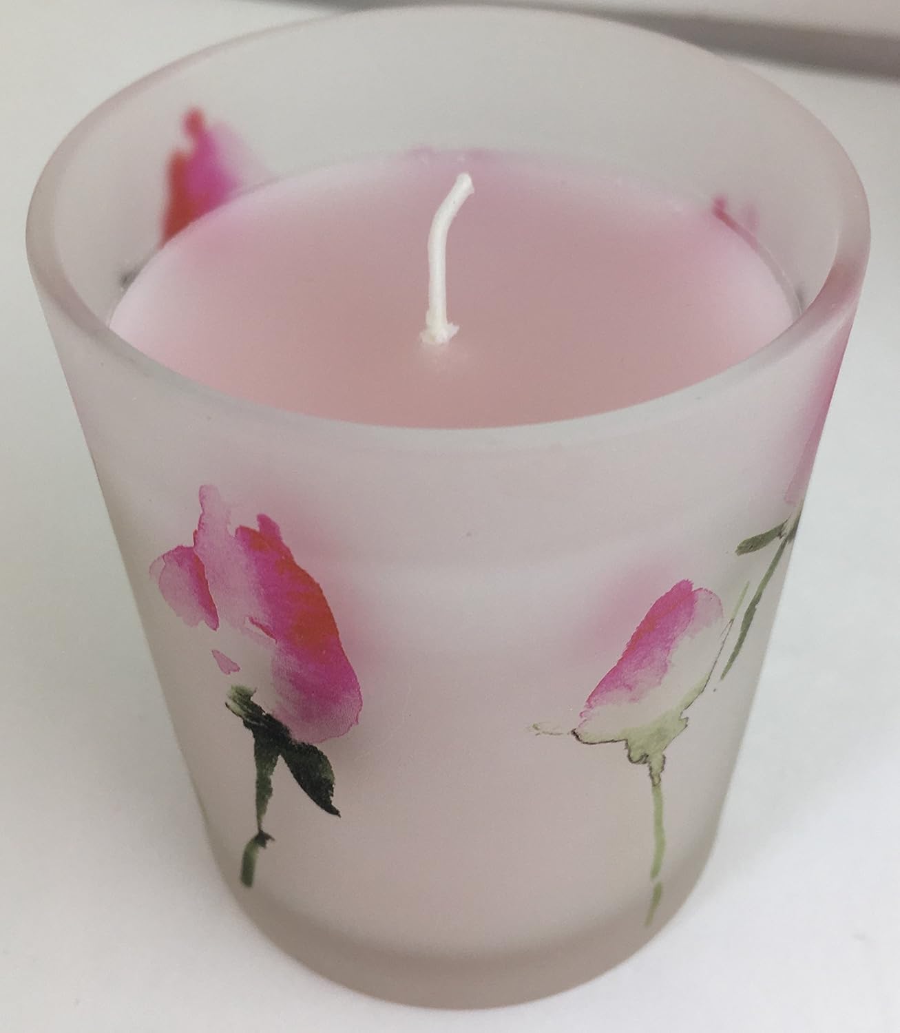 SIA USA Vela de rosa de moda casera en maceta floral pintada