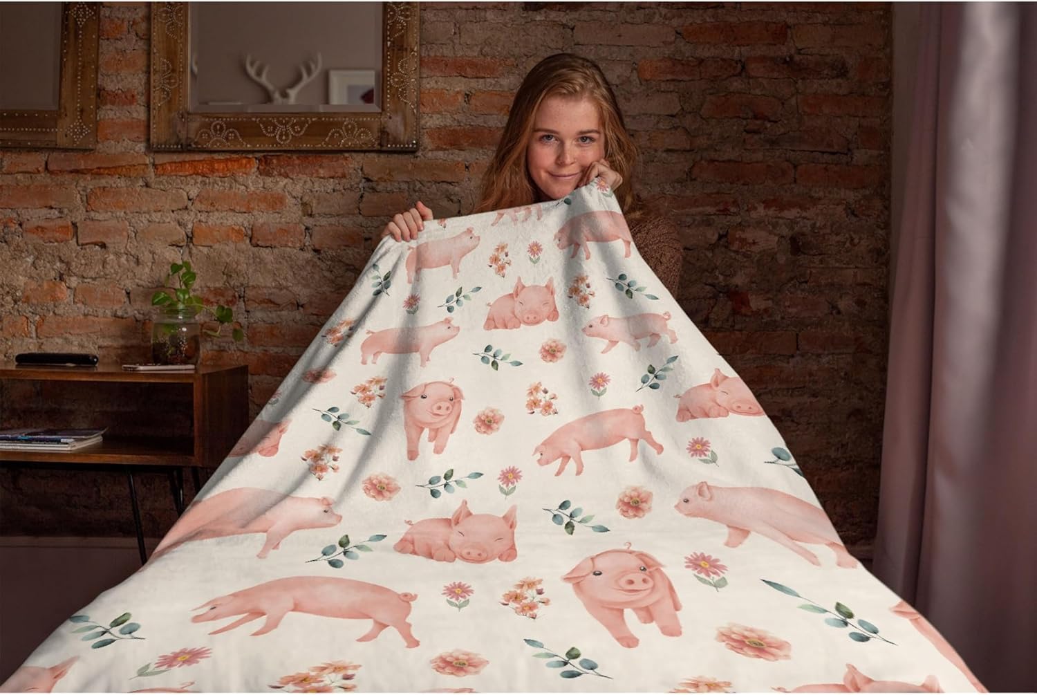 Manta de franela de cerdo súper suave, esponjosa, acogedora, con diseño fresco, ligera y cálida, regalo para todas las estaciones, para niños, cama,