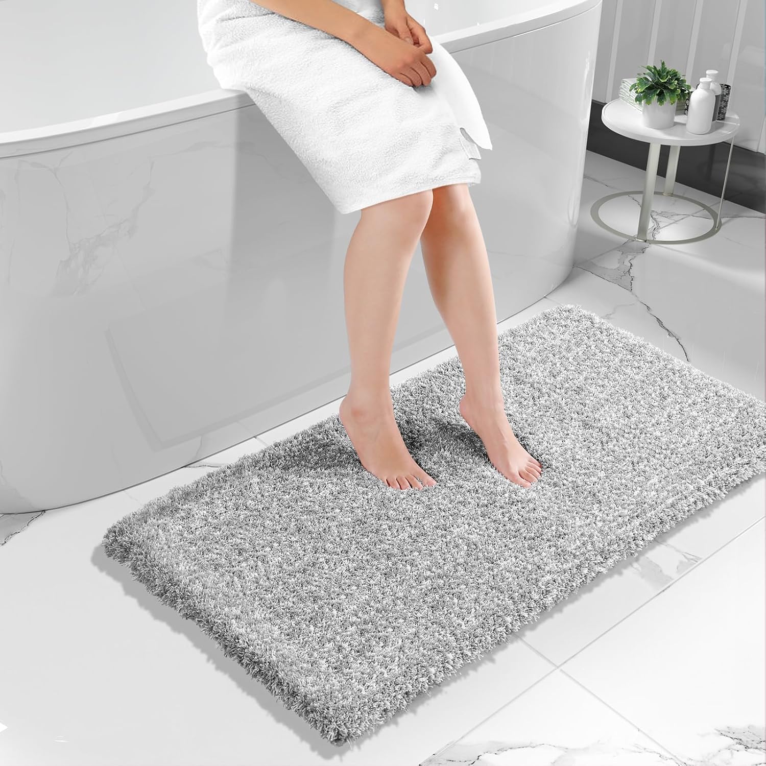 Yimobra Alfombra de baño esponjosa, mullida, suave, cómoda, antideslizante, absorbe el agua, microfibra, secado rápido, lavable a máquina, gruesas,