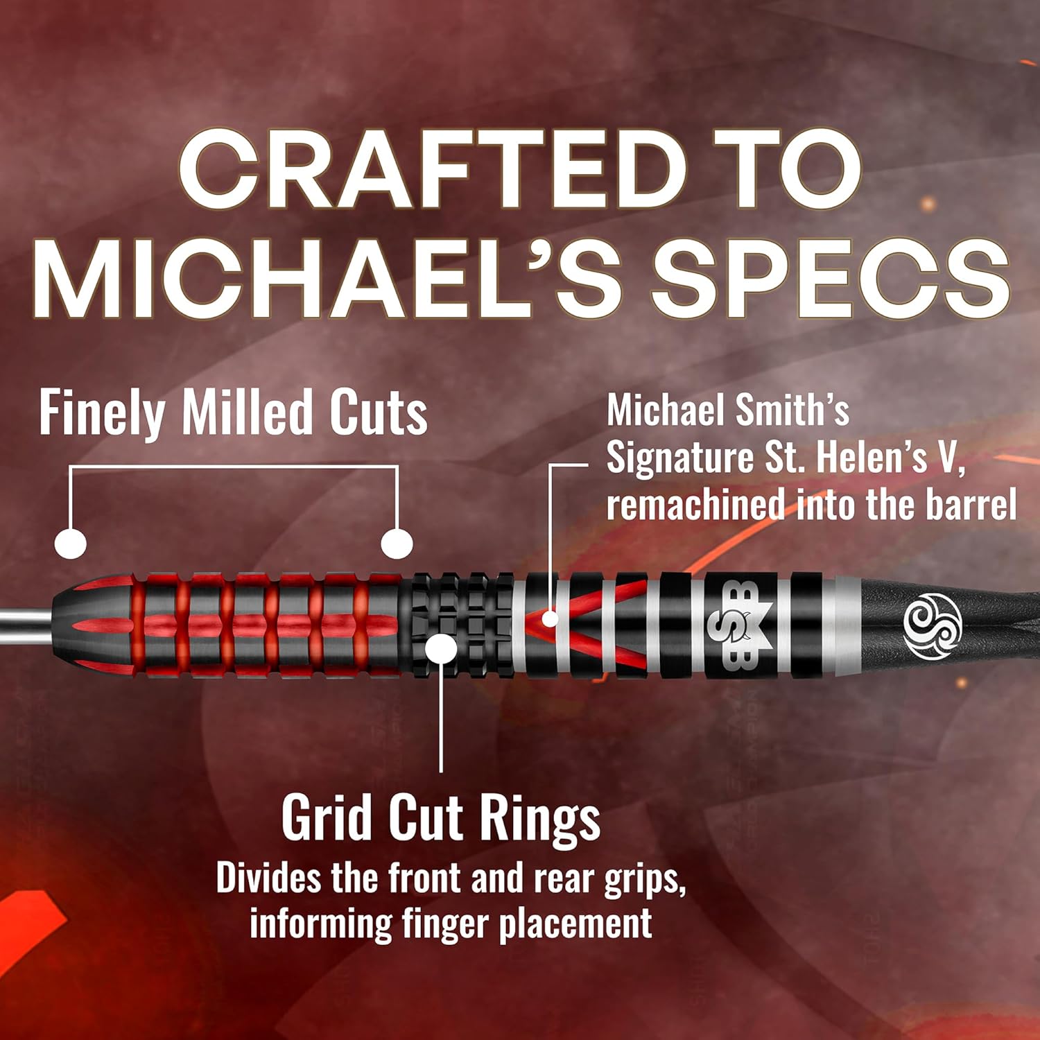 Shot! Punta de acero para dardos, Michael Smith Defiant (0.81 oz0.85 oz0.88 oz0.95 oz), 90% barril de tungsteno, peso central, juego de dardos