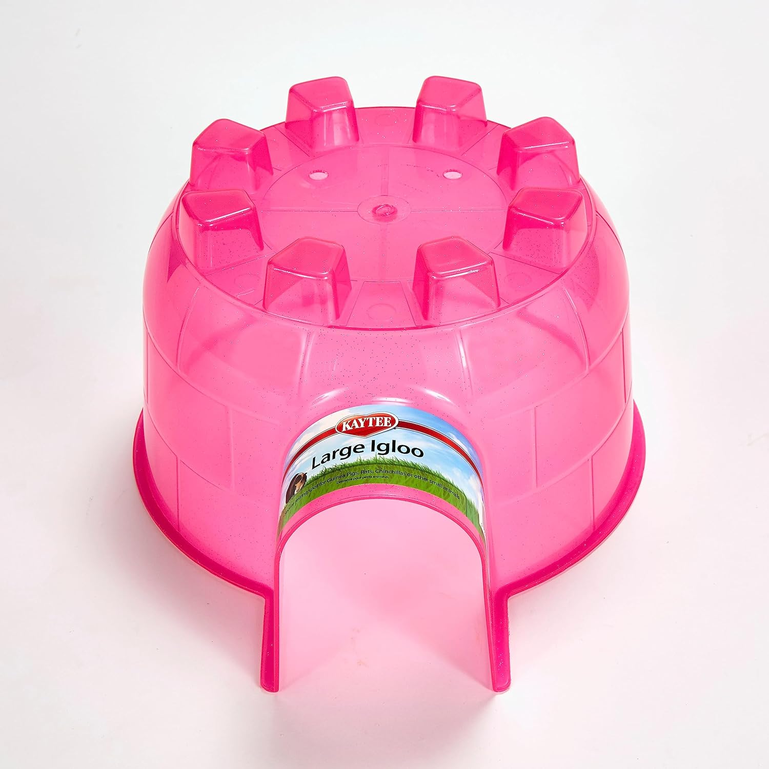 Kaytee Igloo Habitat – Escondite para conejillos de indias, hurones, conejos enanos, chinchillas y otros animales pequeños, colores surtidos, grande