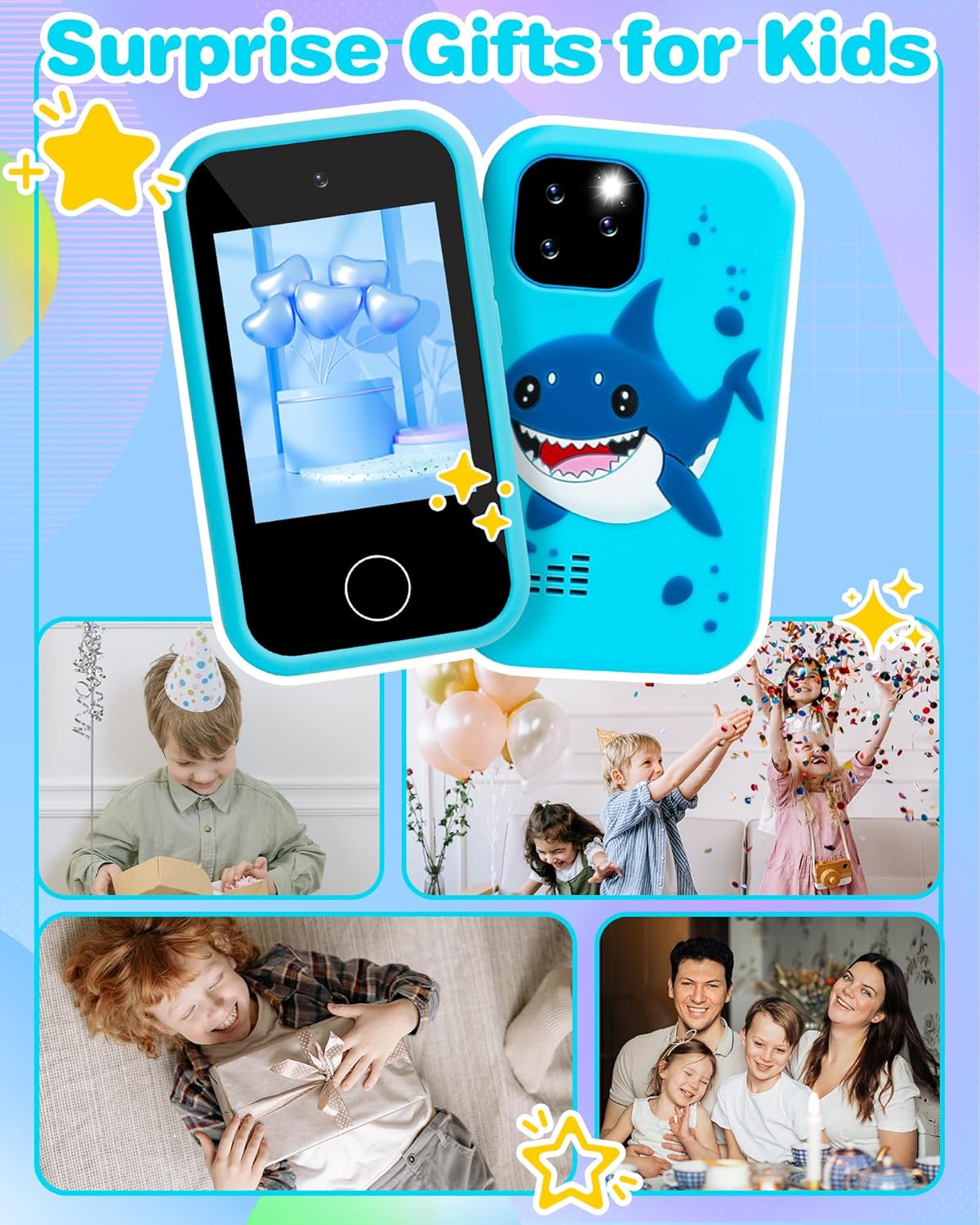 Juguete para niños con teléfono inteligente, regalos y juguetes para niños de 3 a 12 años, pantalla táctil, Navidad, cumpleaños, viajes, con doble
