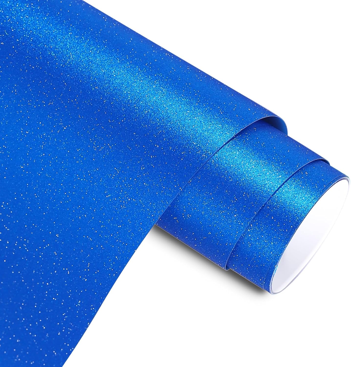 AHIJOY Vinilo adhesivo permanente azul brillante con purpurina de 12 x 5 pies, vinilo brillante con purpurina para cortador de manualidades,
