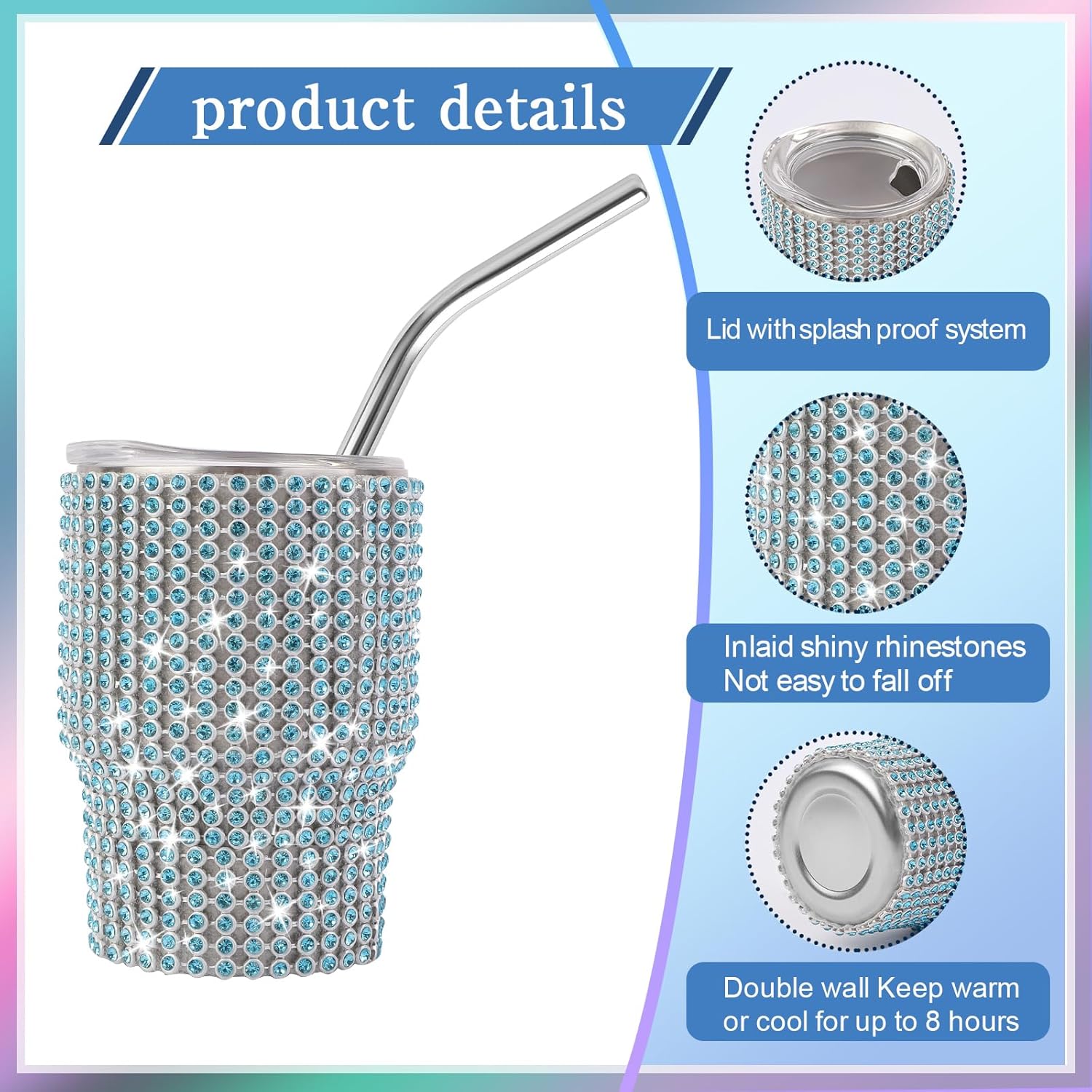 Bling Mini vaso de chupito, vaso de chupito de 3 onzas, vaso de chupito de diamante con pajilla, vaso de chupito pequeño con purpurina para servir