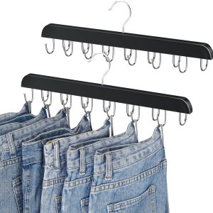 Ganchos para jeans para armario, 14 ganchos de madera para jeans que ahorran espacio, ganchos giratorios de 180 para jeans, faldas, pantalones Ganchos para jeans para armario, 14 ganchos de madera para jeans que ahorran espacio, ganchos giratorios de 180 para jeans, faldas, pantalones