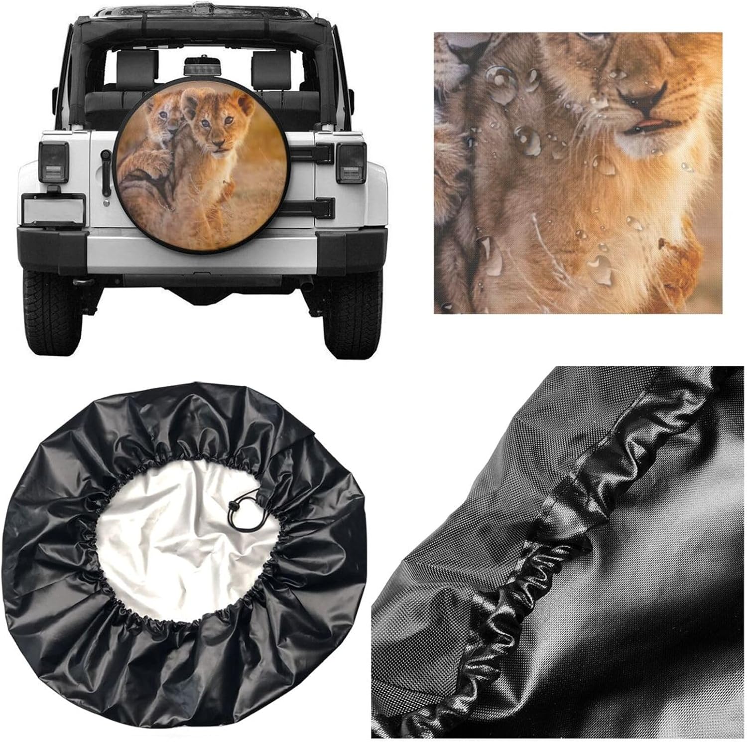 Cubierta de neumático de repuesto para dos leones, protectores de rueda resistentes a la intemperie y al polvo, ajuste universal para caravana,